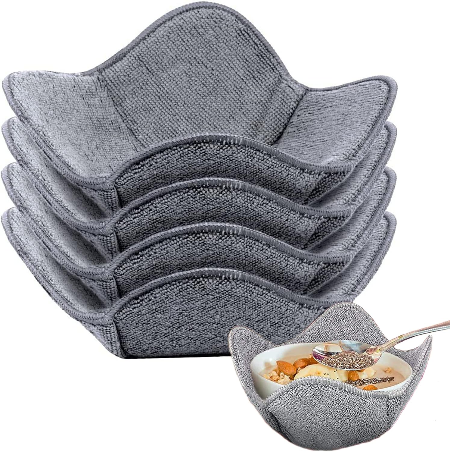 GrandeNero Microwave Bowl Holders for Hot Food, Plates and