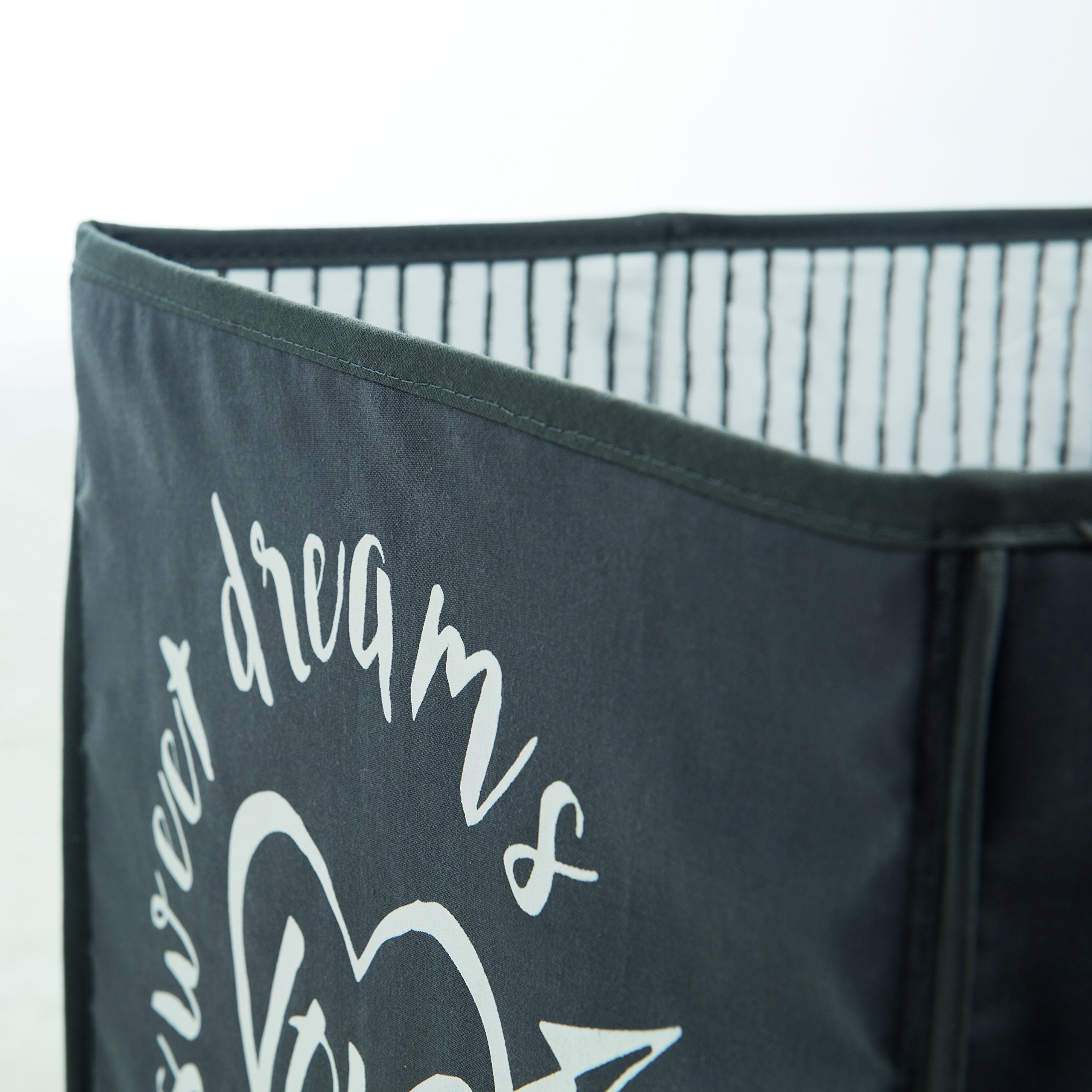 roba Caja de Almacenamiento para Niños - Rock Star Baby 3 - Contenedor de lona de Tela para Juguetes - Decoración para Habitación Infantil - Antracita/Blanco