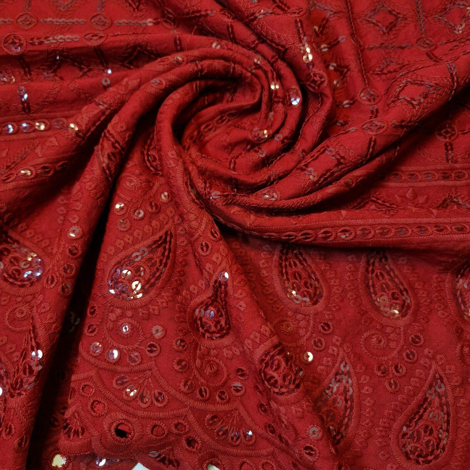 New Spring Soft Poly Cotton Broderie Anglaise Sequin Anglias Hole Border Craft Dress Fabric 44", 112 cm Wide Sold As Pre