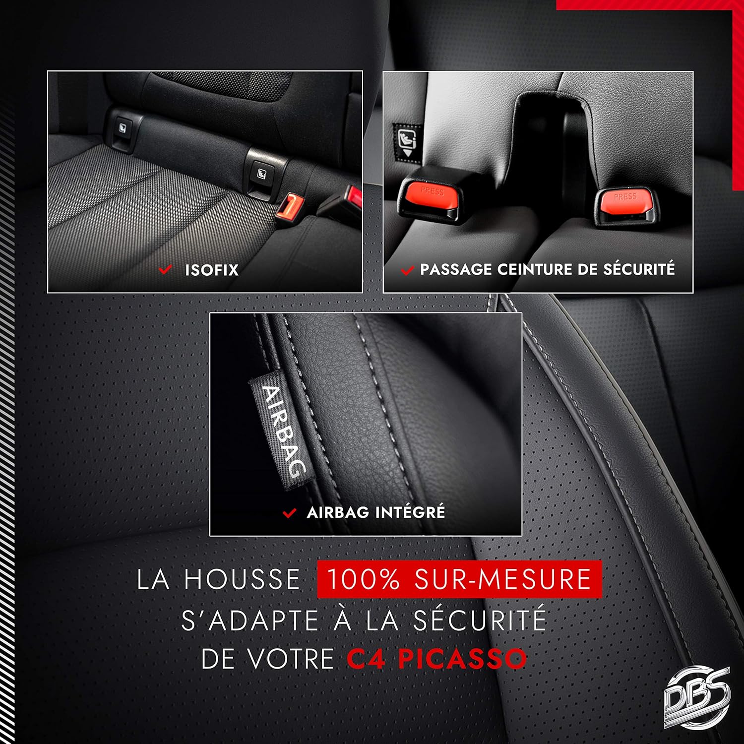 Car seat Cover - Custom Made - high-end Finish - Fast Installation - Compatible with Airbag - Isofix - Steering Wheel Left - 1011981