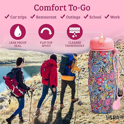 Miniatura 9 de Lisha Bidé de viaje portátil, botella Peri, se enrolla de forma compacta para un transporte discreto, botella de bidé de silicona con tapa a prueba