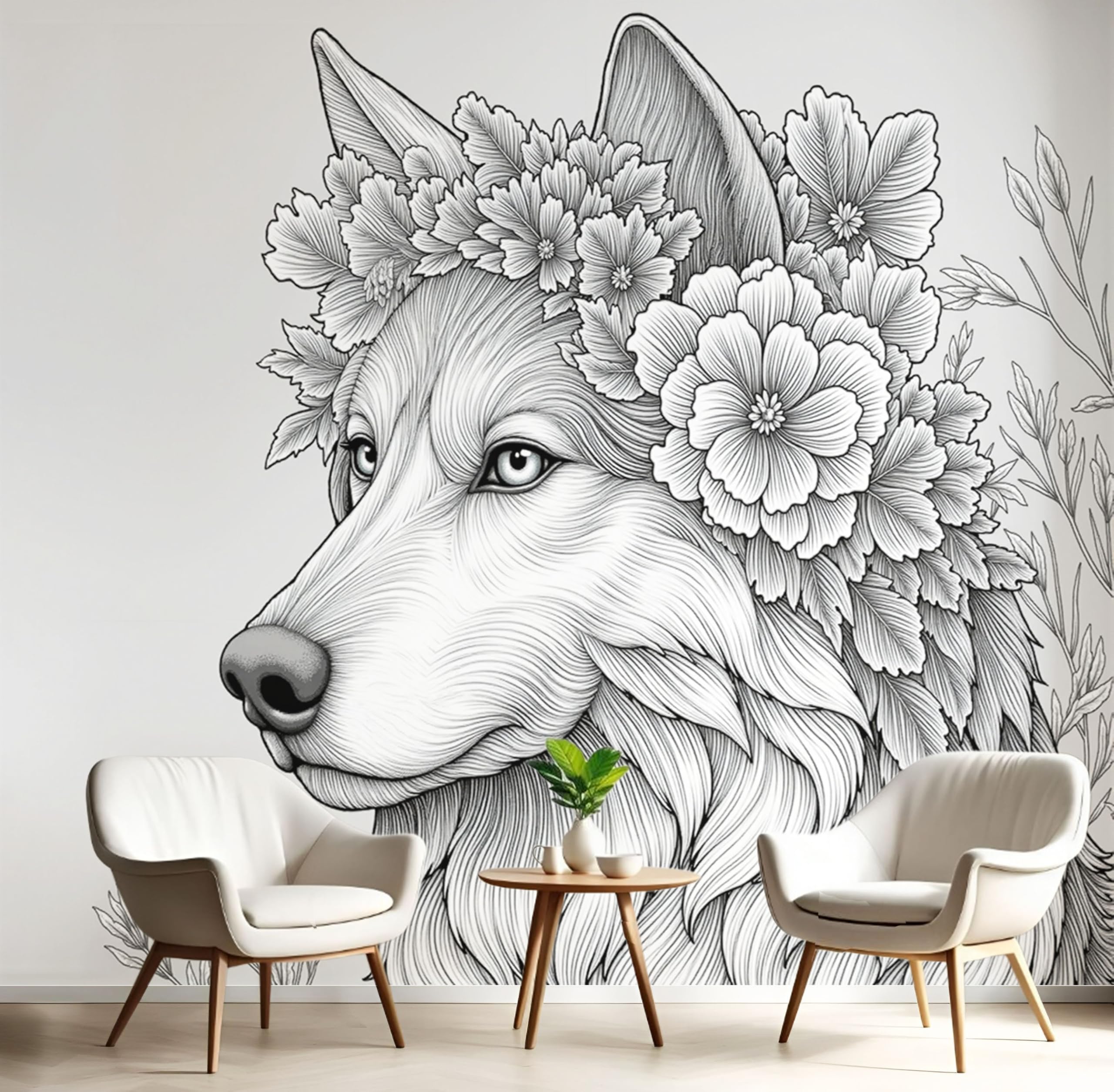 Papier peint panoramique style animalier pour transformer un mur blanc vide