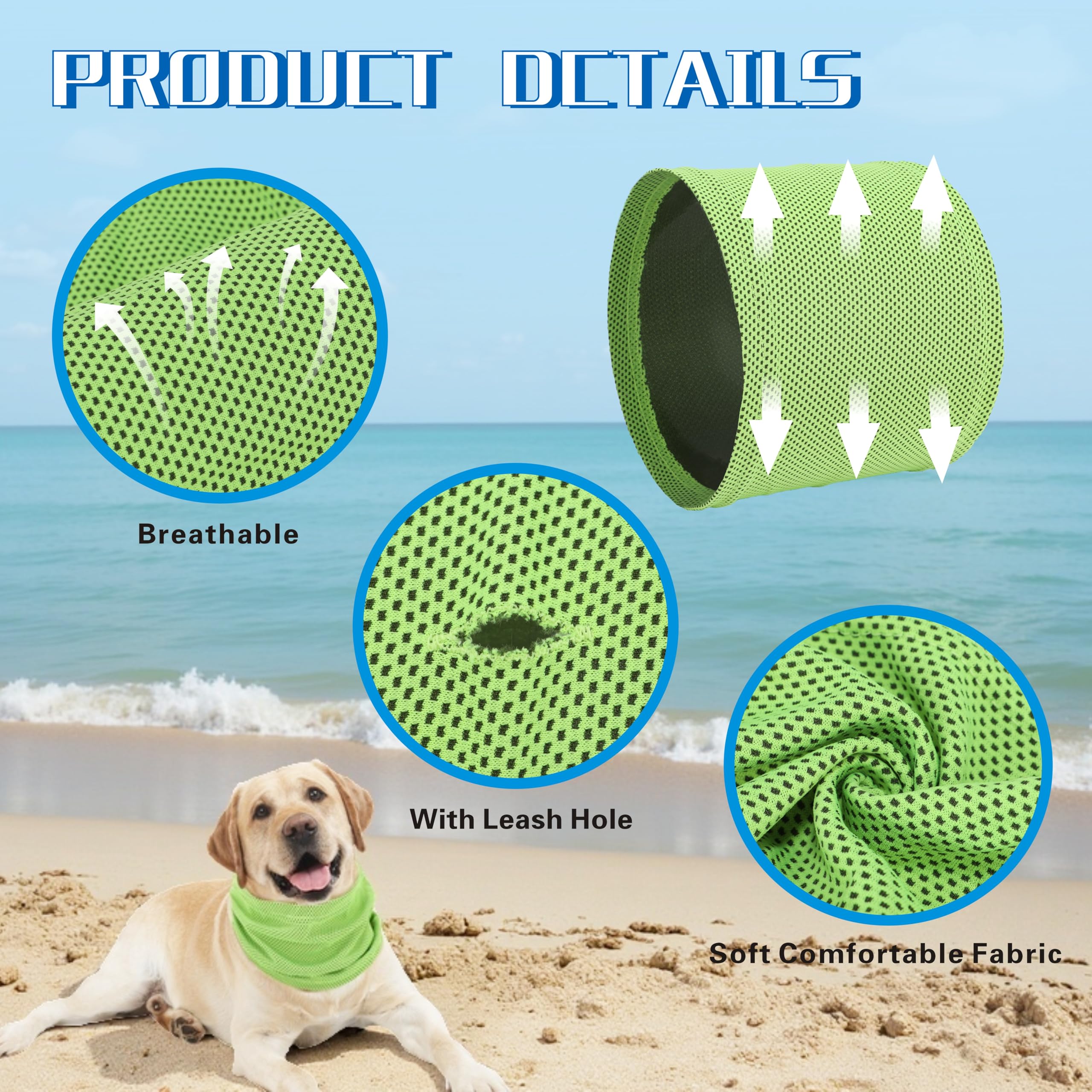 Bandana Rinfrescante Cane, Sciarpa Raffreddamento per Cani, Collare Freddo per Dog, Cooling Foulard Domestico Cani, Collari Rinfrescante Estivo per Cane (Verde-S)
