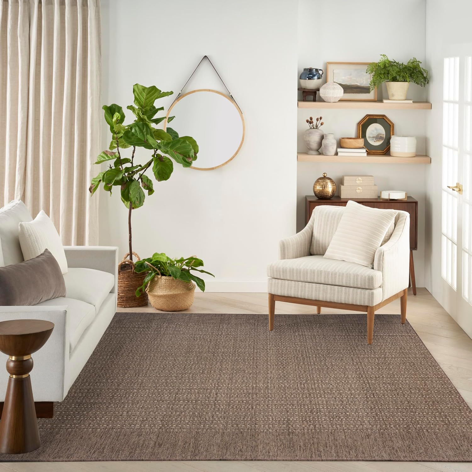 Nourison Home Tulum Brown 9' x 12' Area Rug - Easy Clean, Non Shedding, Bed Room, Living Room, Dining Room, Kitchen (9' x 12')