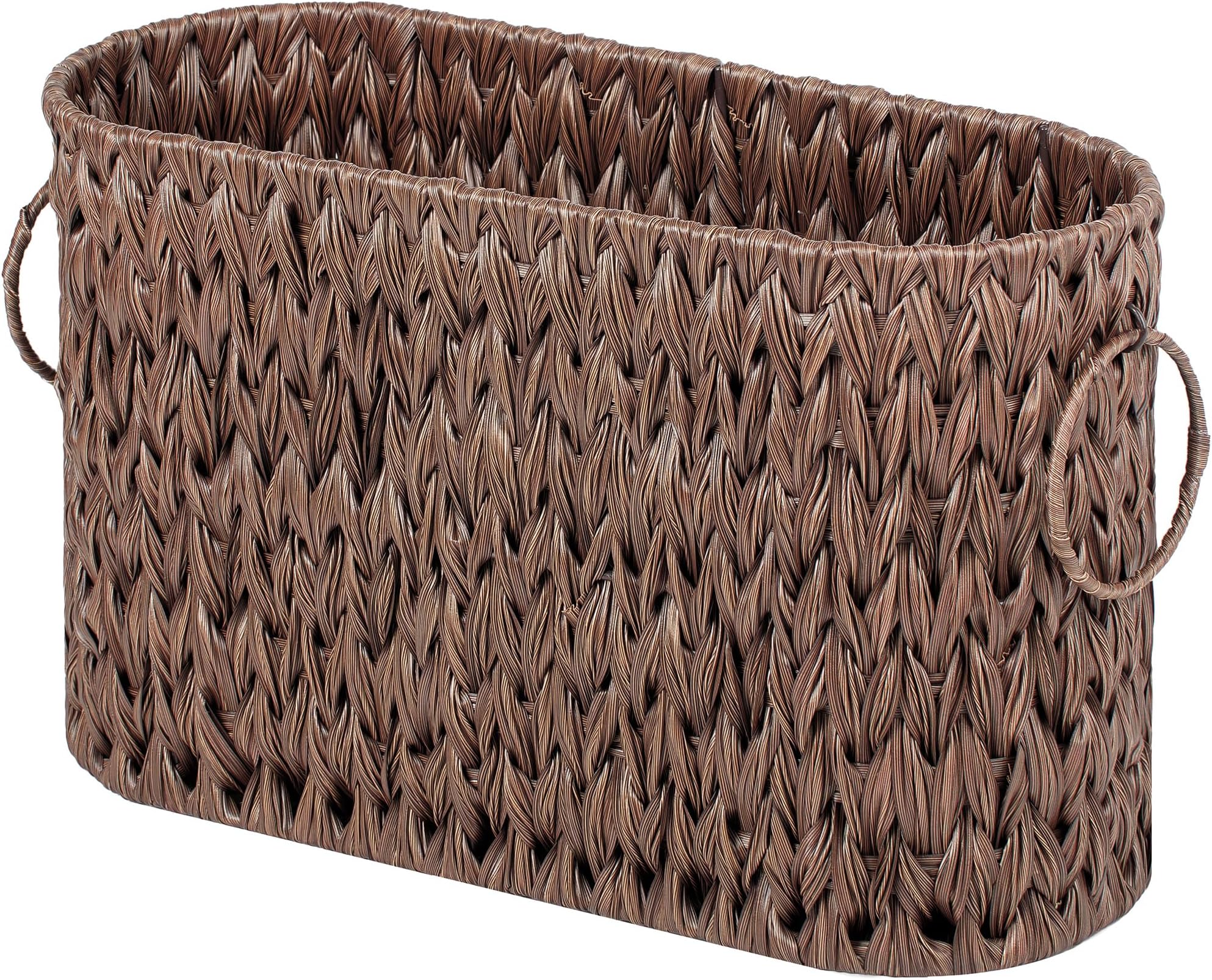 Toilet Paper Storage, Toilet Paper Basket for Bathroom, 6 Mega Rolls Holder with Storage, Waterproof Bathroom Storage Baskets, Brown