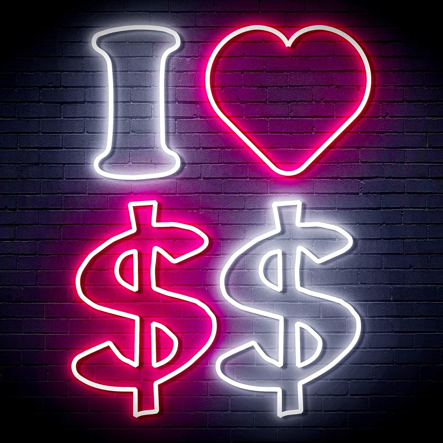 ADVPRO I Love Dollar Sign Extra-Large Ultra-Bright LED Neon Sign - Multi-Color 6 - st16s54-fn-j0014-m6
