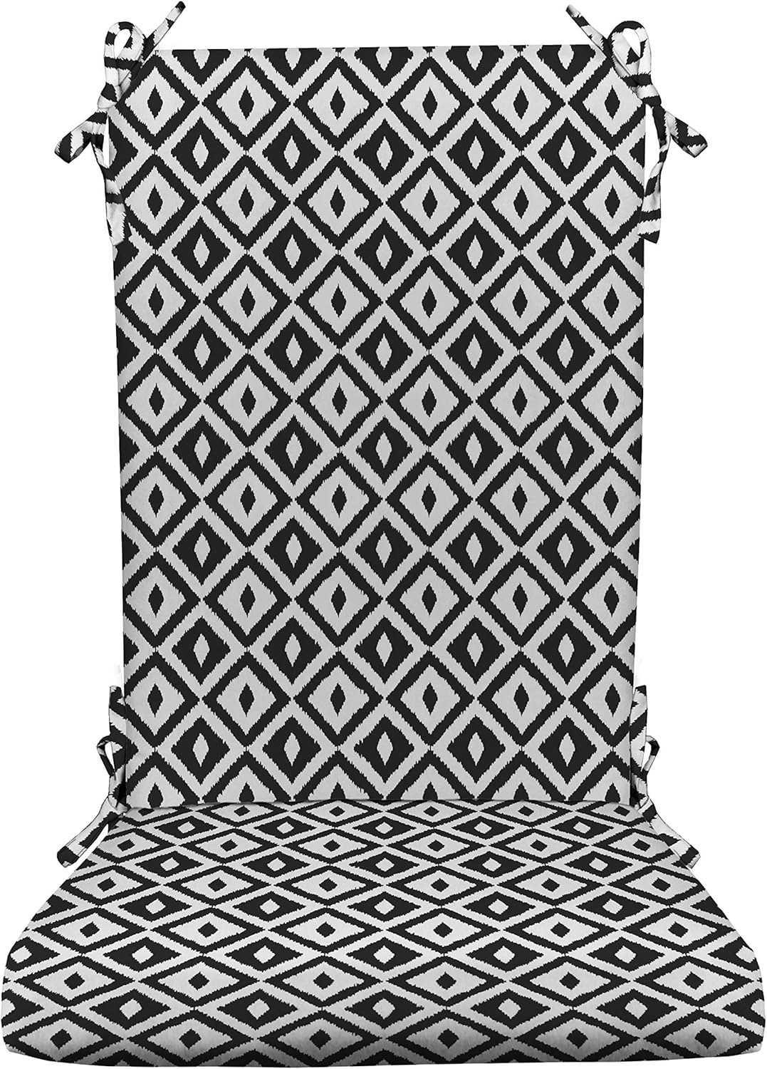 RSH Décor Indoor Outdoor Foam Rocker Rocking Chair Pad Cushions, Fits Cracker Barrel Rocker, Choose Color (Black & White Aztec) - Made in USA