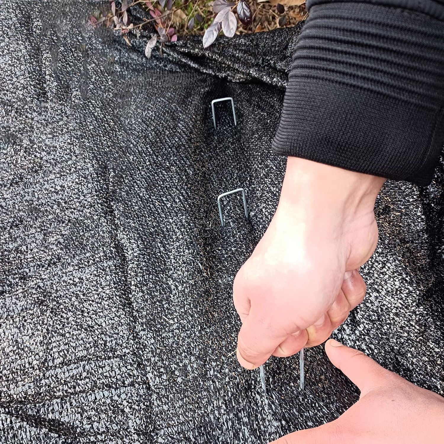 200 grapas galvanizadas para jardín de 6 pulgadas, estacas de césped para barrera de malezas, tipo U, resistentes