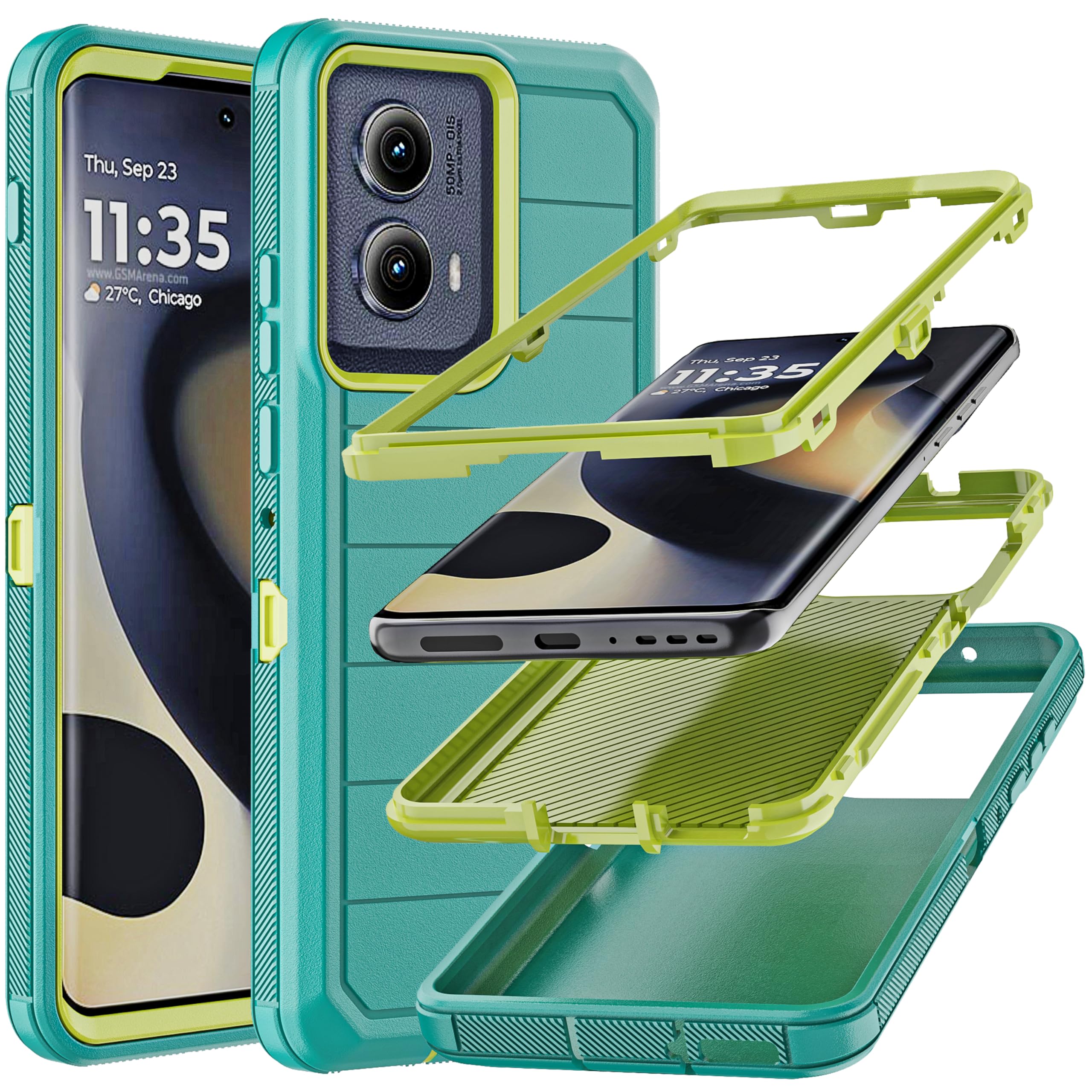 YmhxcY Phone Case for Motorola Moto Edge 2024 6.6 inch，[Military Grade] Drop Proof 3-Layer Durable Cover/Shockproof Armor Drop Protection Solid Rubber