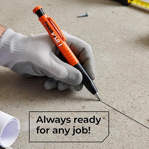 Miniatura 9 de THORVALD - Marcadores de carpintero 2 en 1 con empuñadura para dedos para carpintero, incluye 7 minas y sacapuntas, portaminas macizo con punta