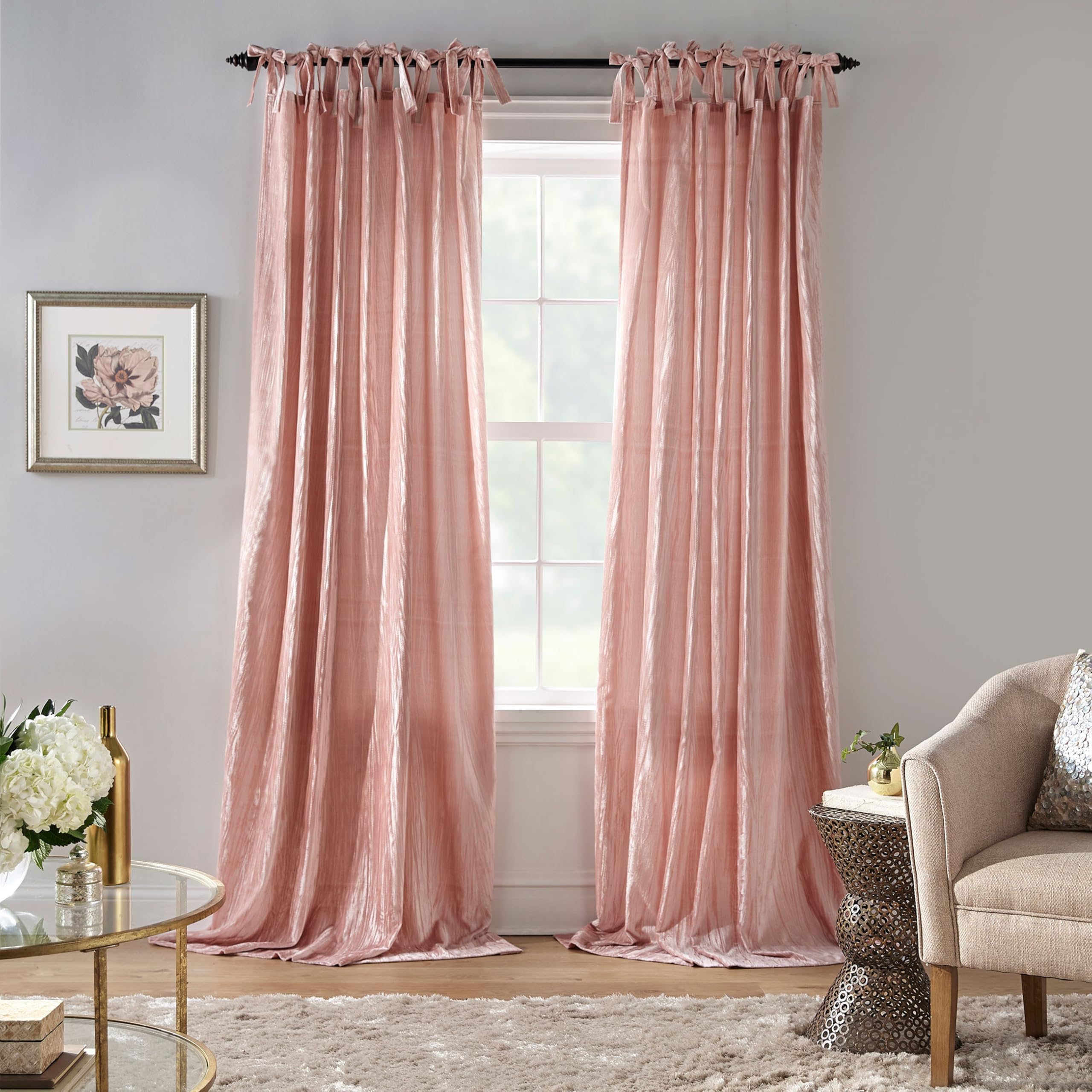 Elrene Home Fashions Korena perde katlamalı kadife, rustik tarz, oturma odası veya yatak odası için, 127,8 x 244,9 cm, allık, 1 perde