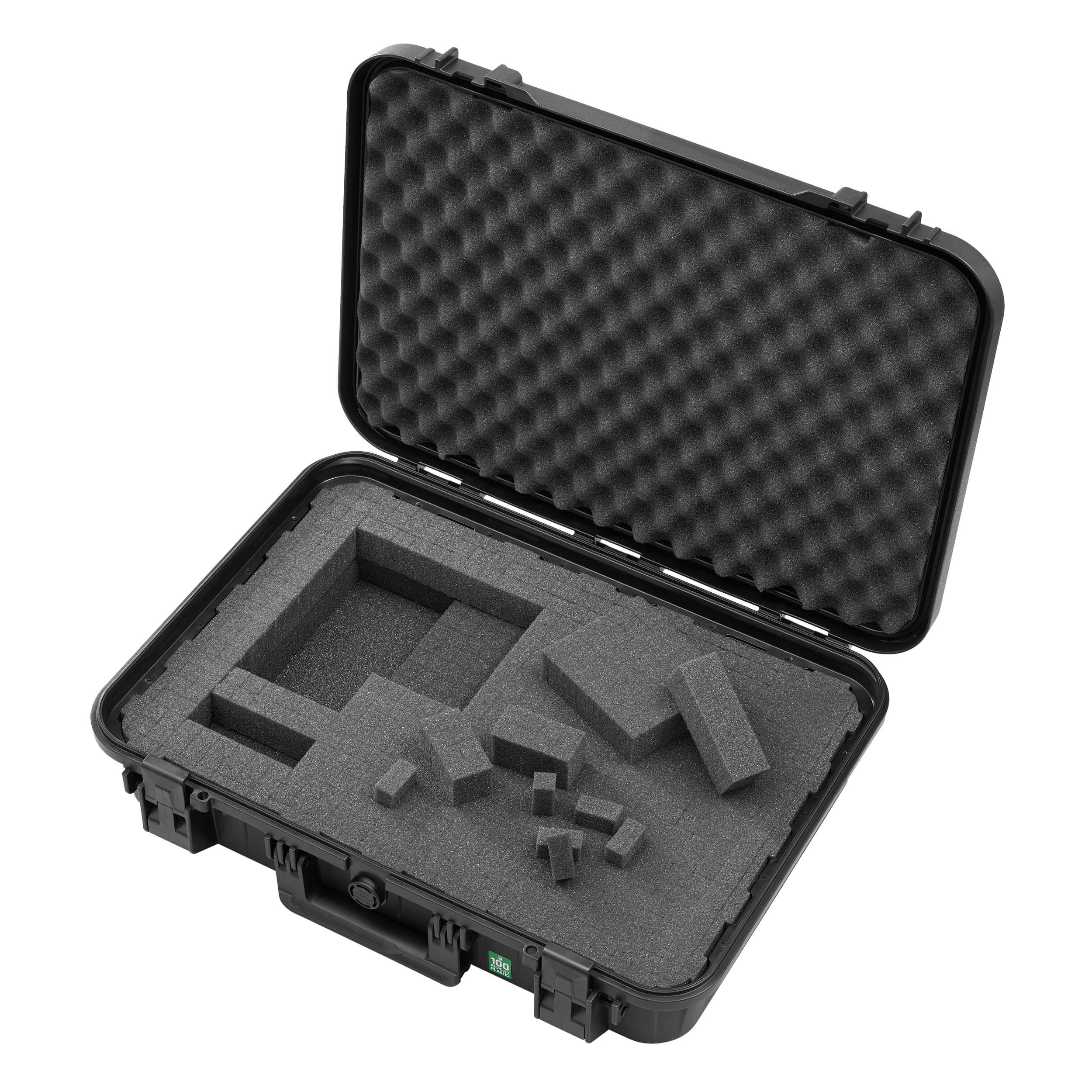 TOMcase Maleta para Tablet, Notebook/portátil y Accesorios; Funda Protectora Eco Impermeable con Rejilla/Espuma cúbica para 16" a 18", Maleta para Exteriores Made in Germany (L)