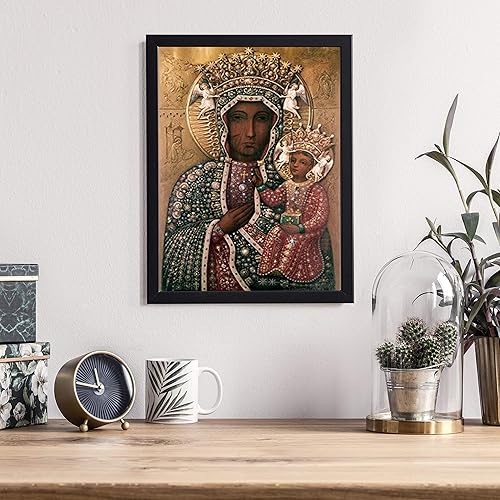 Miniatura 2 de Póster de la Virgen de Czestochowa Negra, iconos, joyas y piedras preciosas (8 x 10)