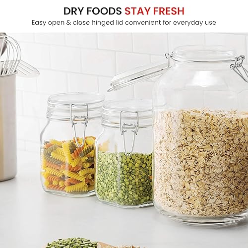 Miniatura 2 de Bormioli Rocco Tarros de vidrio Fido  135. onzas  4 litros, con tapa hermética sellada con bisagras para fermentar, enlatar, conservar, con