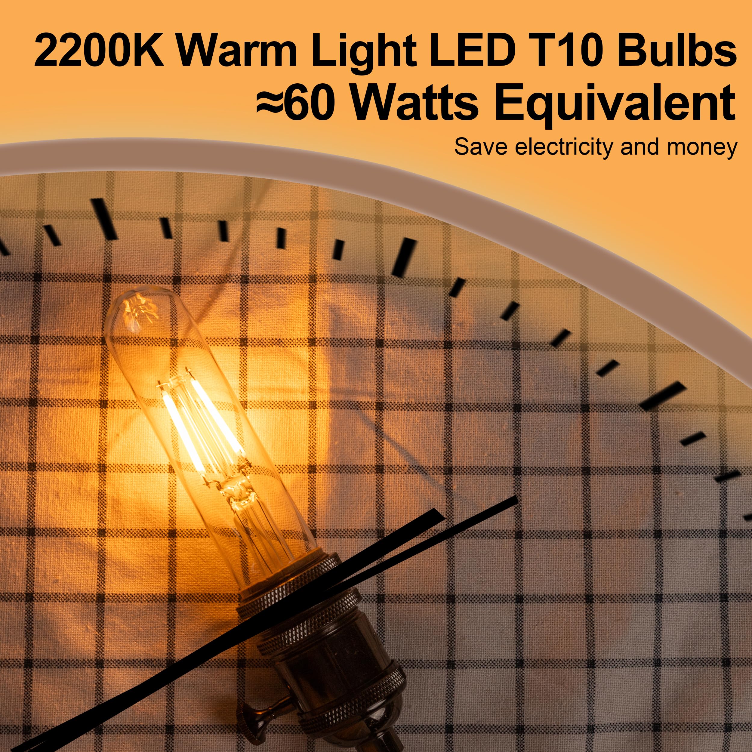 T10 Tubular Led Bulbs 60w Equivalent Dimmable 5 25 Inch Led Tube Bulb E26 T30 Edison Tubular Clear — view 7