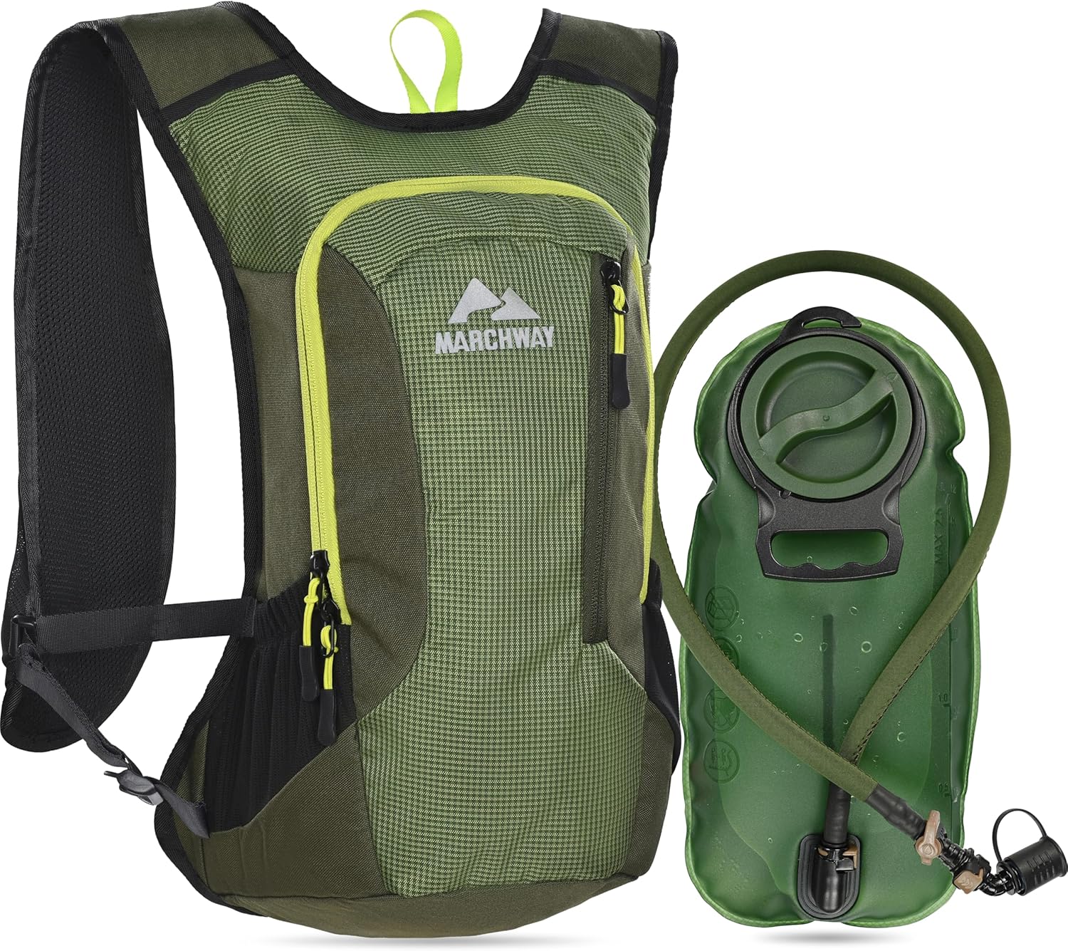 MARCHWAY Lightweight Hydration Pack with Vest Straps & 2.5L Bladder for Hiking, Running, and Travel