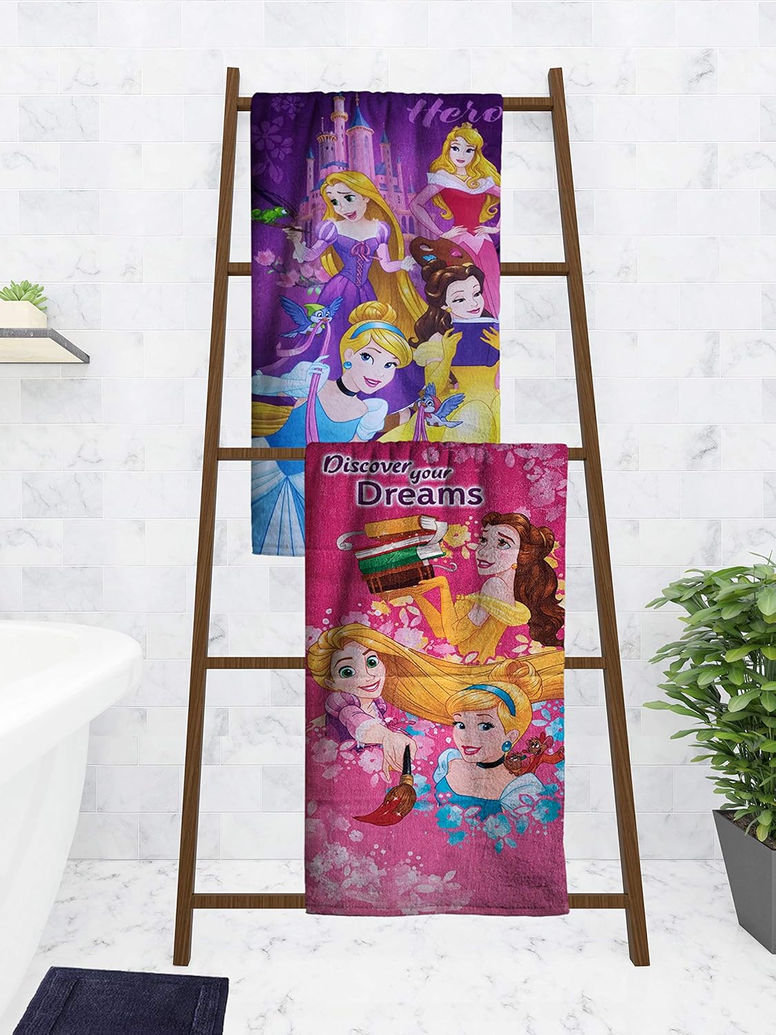Athom Living Disney Discover Your Dreams Princess Kids Cotton Bath Towel 60×120 Cms (Pack of 2) offers donot miss Athom Living Disney Discover Your Dreams Princess Kids Cotton Bath Towel 60×120 Cms (Pack of 2) offers donot miss