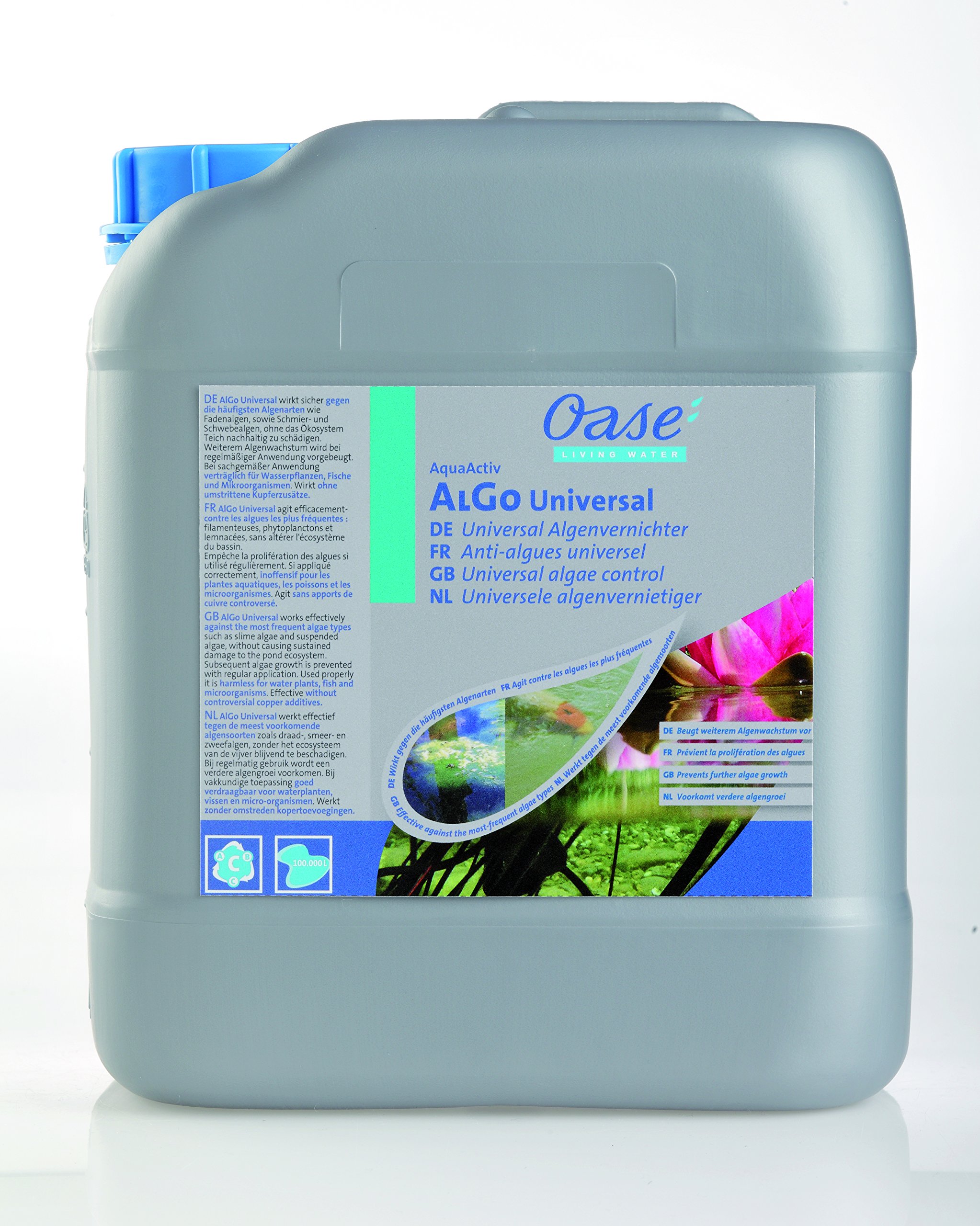 Oase 50545 AquaActiv AlGo Universal Algenvernichter, 5 l - effektiver Algenentferner für Gartenteich/ideal gegen Algen Fadenalgen Schwebealgen Schmieralgen