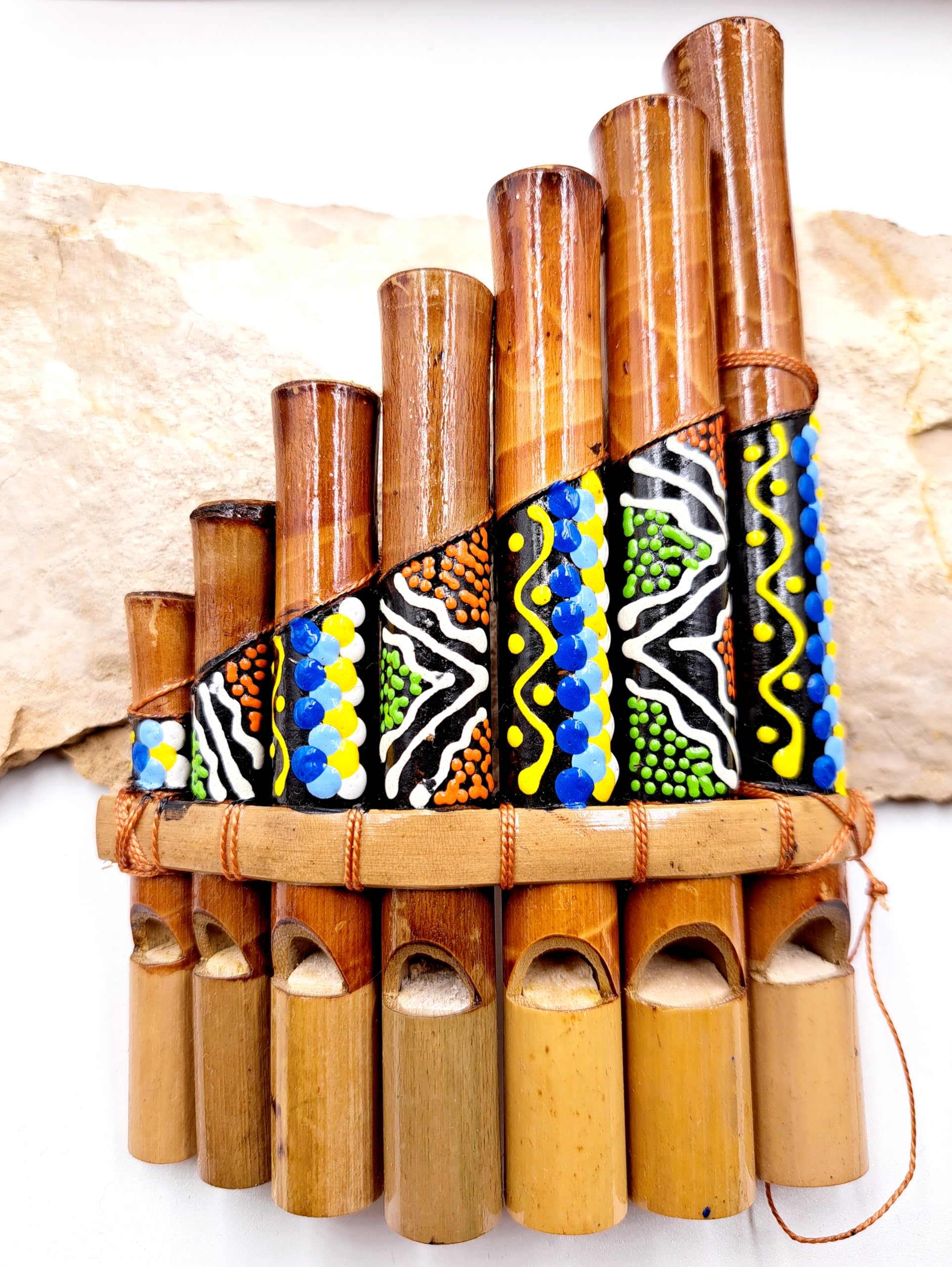 Flûte de pan Péruvienne Artisanale Décorée 7 notes Bambou musique