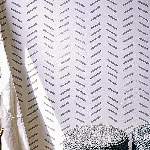 Paquete de 2, Priene, espiga dibujada a mano, plantillas de pared grandes, plantillas de pared modernas para pintar, plantillas para paredes,