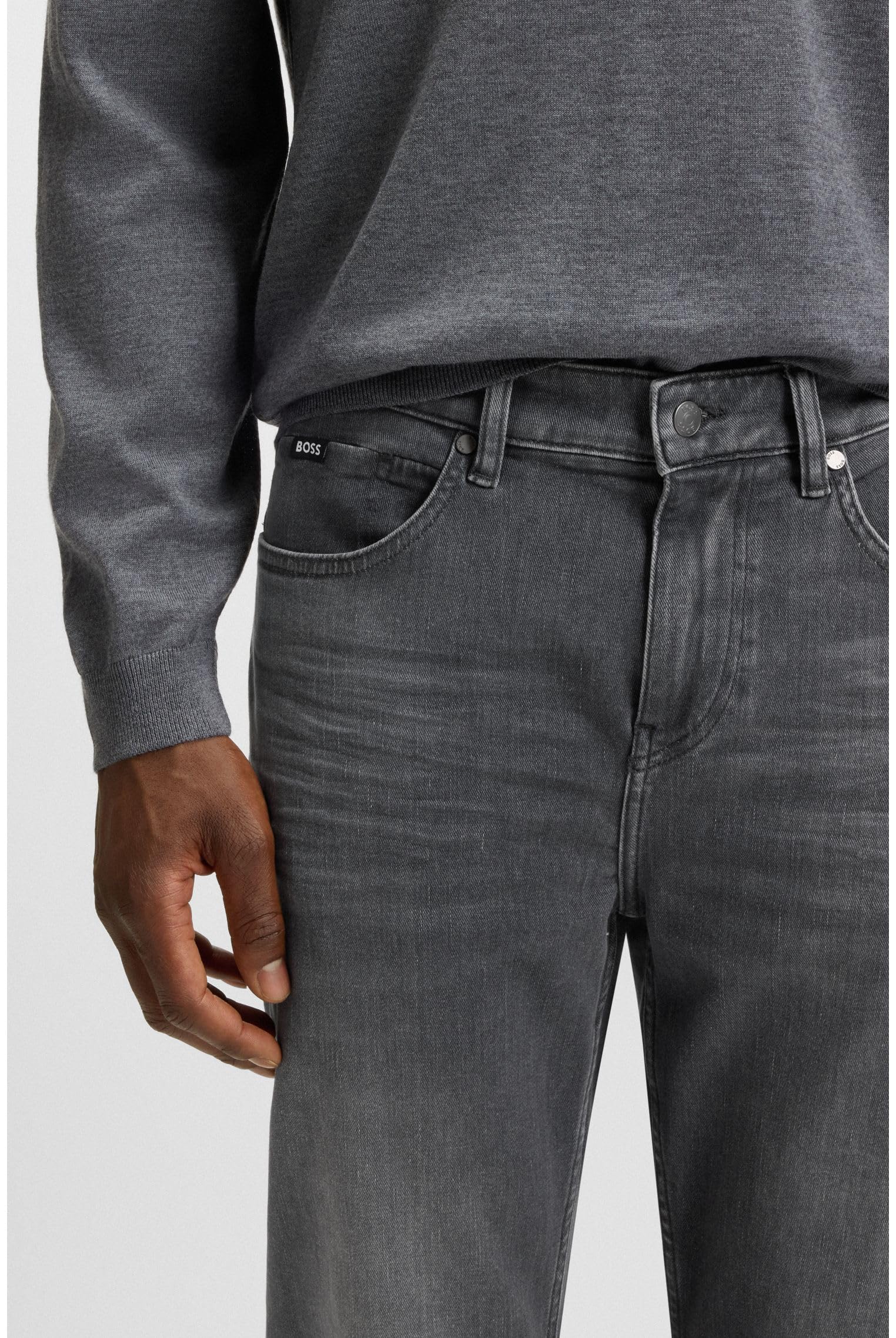 Boss Maine Regular-fit Jeans Aus Grauem Stretch-Denim – Bild 3