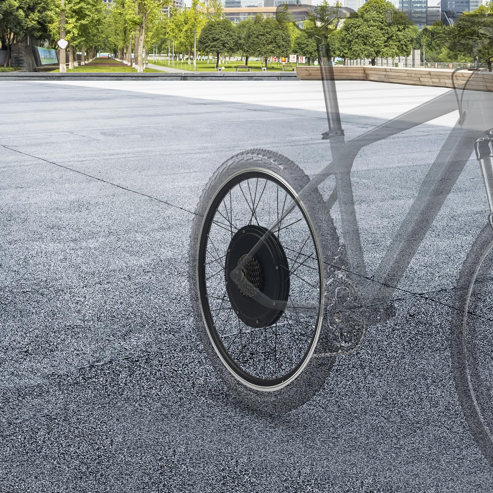 Kit de conversion de vélo électrique 48 V 1000 W - Kit de conversion de vélo électrique avec écran LCD - Roue avant 24" - Pour vélos de ville électriques, vélos tout-terrain électriques