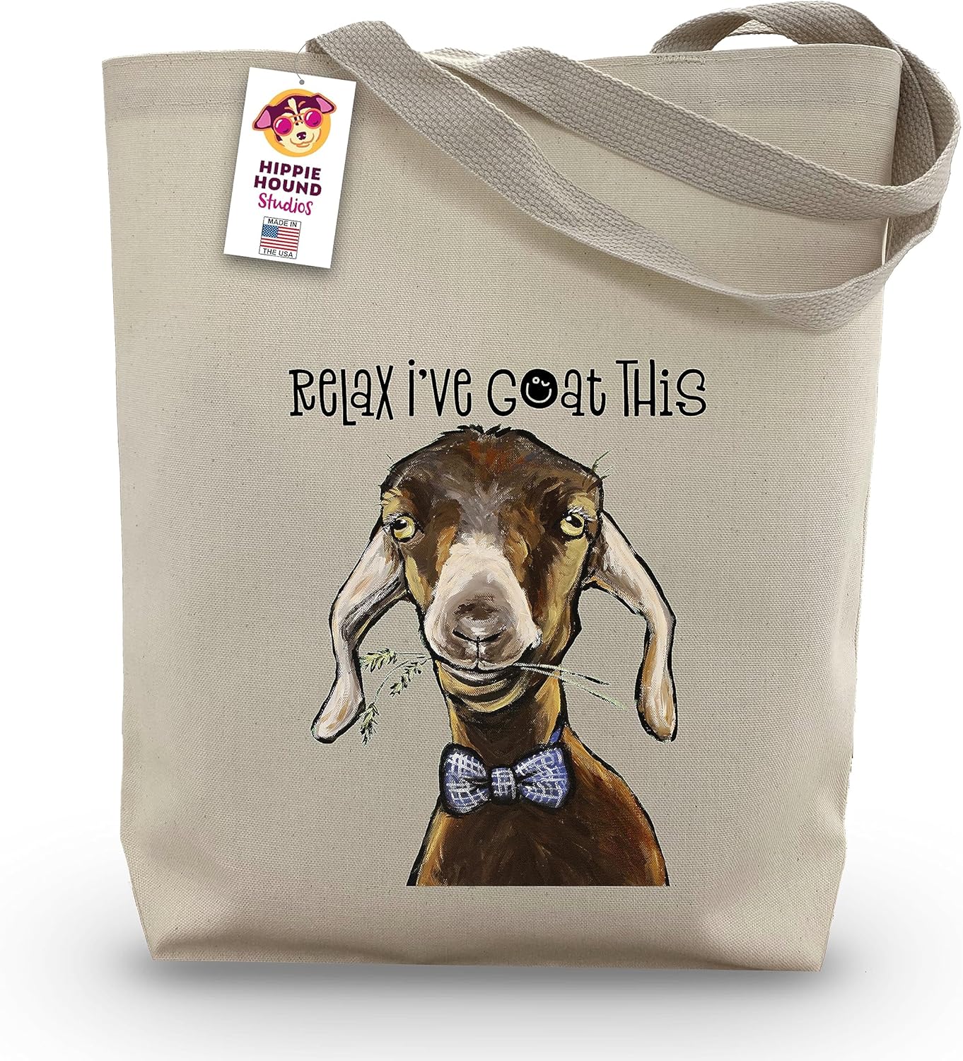 Relax I've Goat This Funny Goat Tote Bag - Goat Gifts for Women - Goat Lover Gift - Handmade Totes - Goat Canvas Totes - Cute Goat Reusable Shopping Bag- Shoulder Bag - Grocery Bag - Beach Bag
