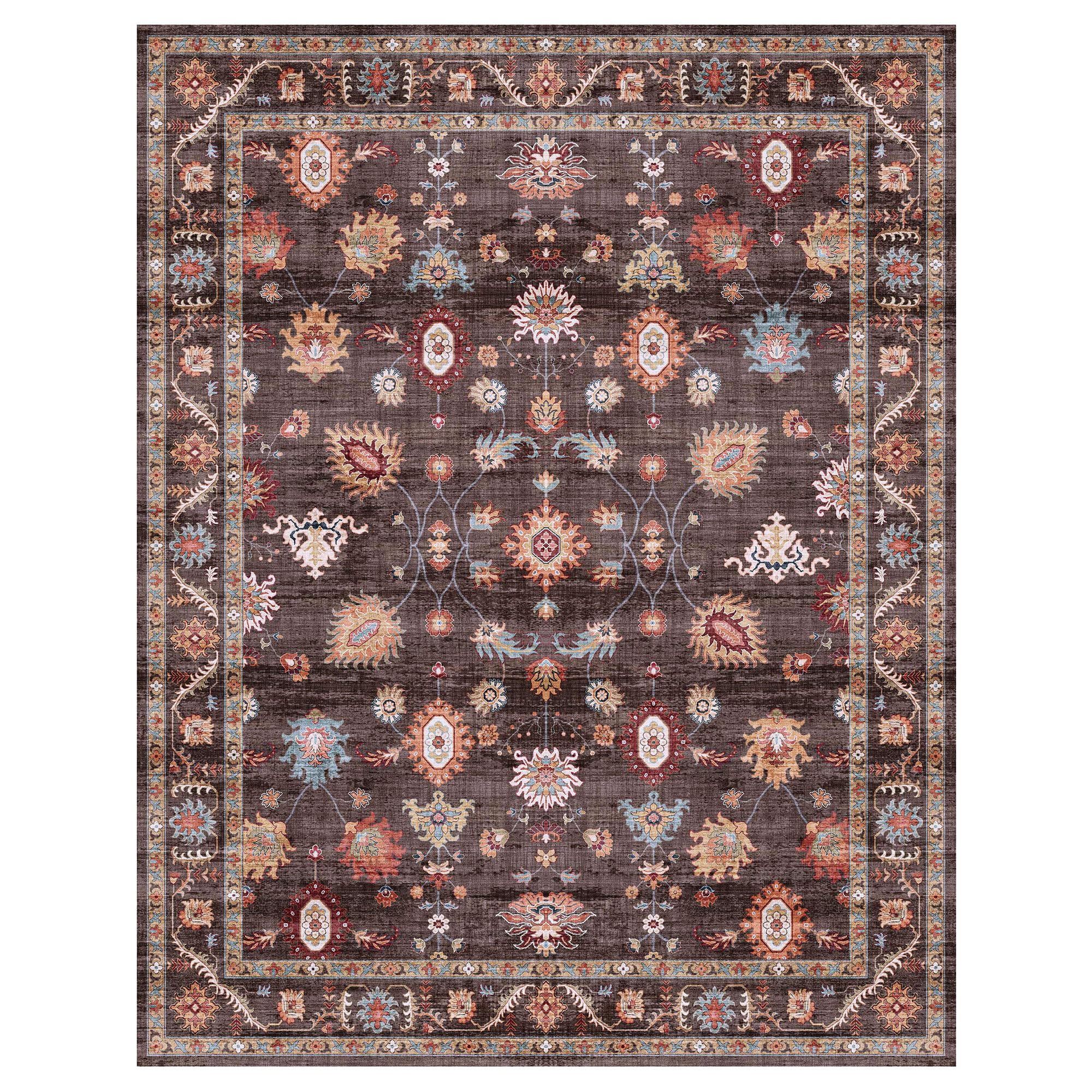 Gertmenian Indoor Easy-Care & Washable Area Rug – 6x9 Medium, Ideal for High Traffic Areas in Living Room, Bedroom, Entryway – Casper Brown, 23226