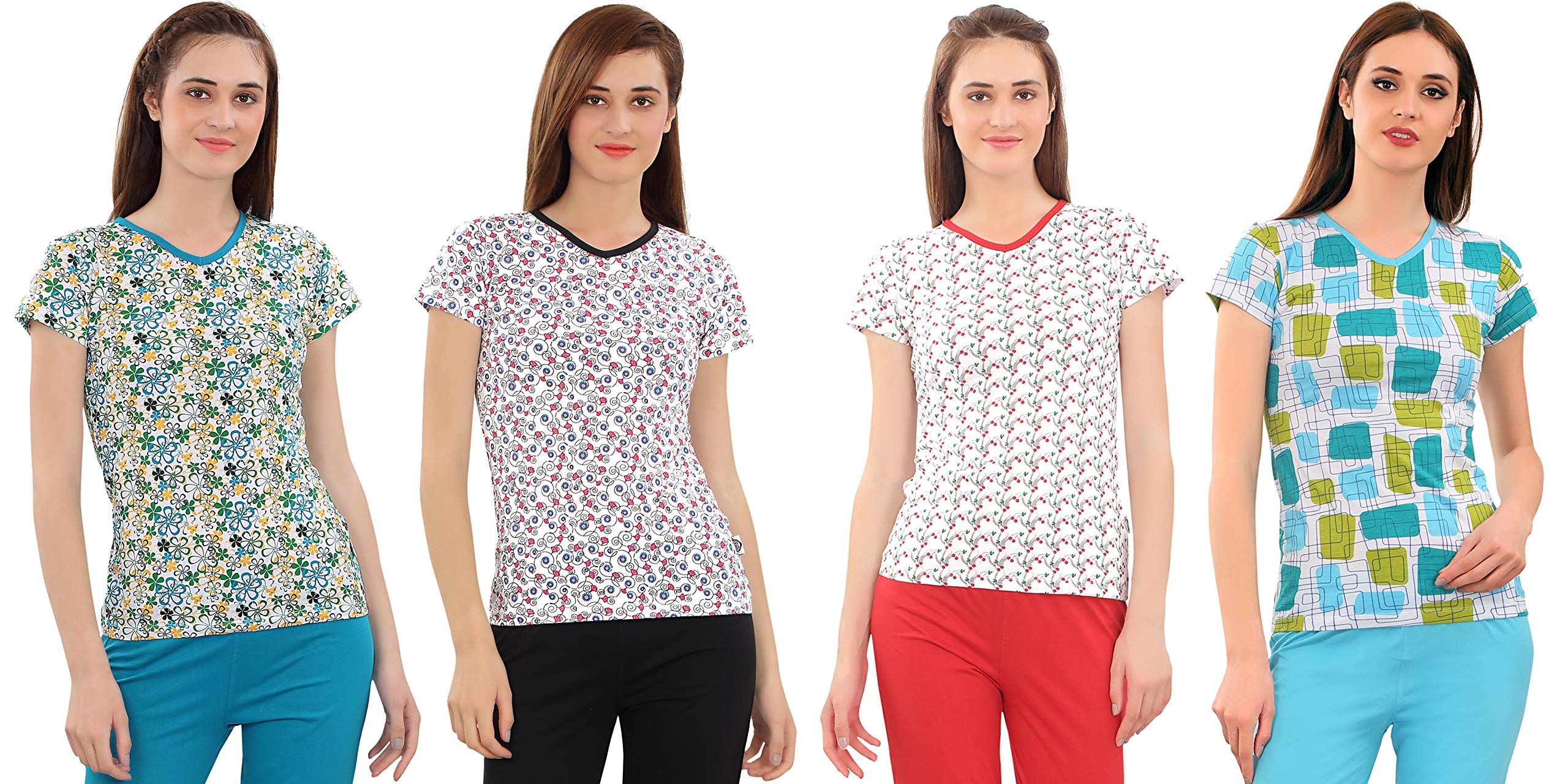 Zebu Women's Printed Top (Large) - Pack of 4-picture-40