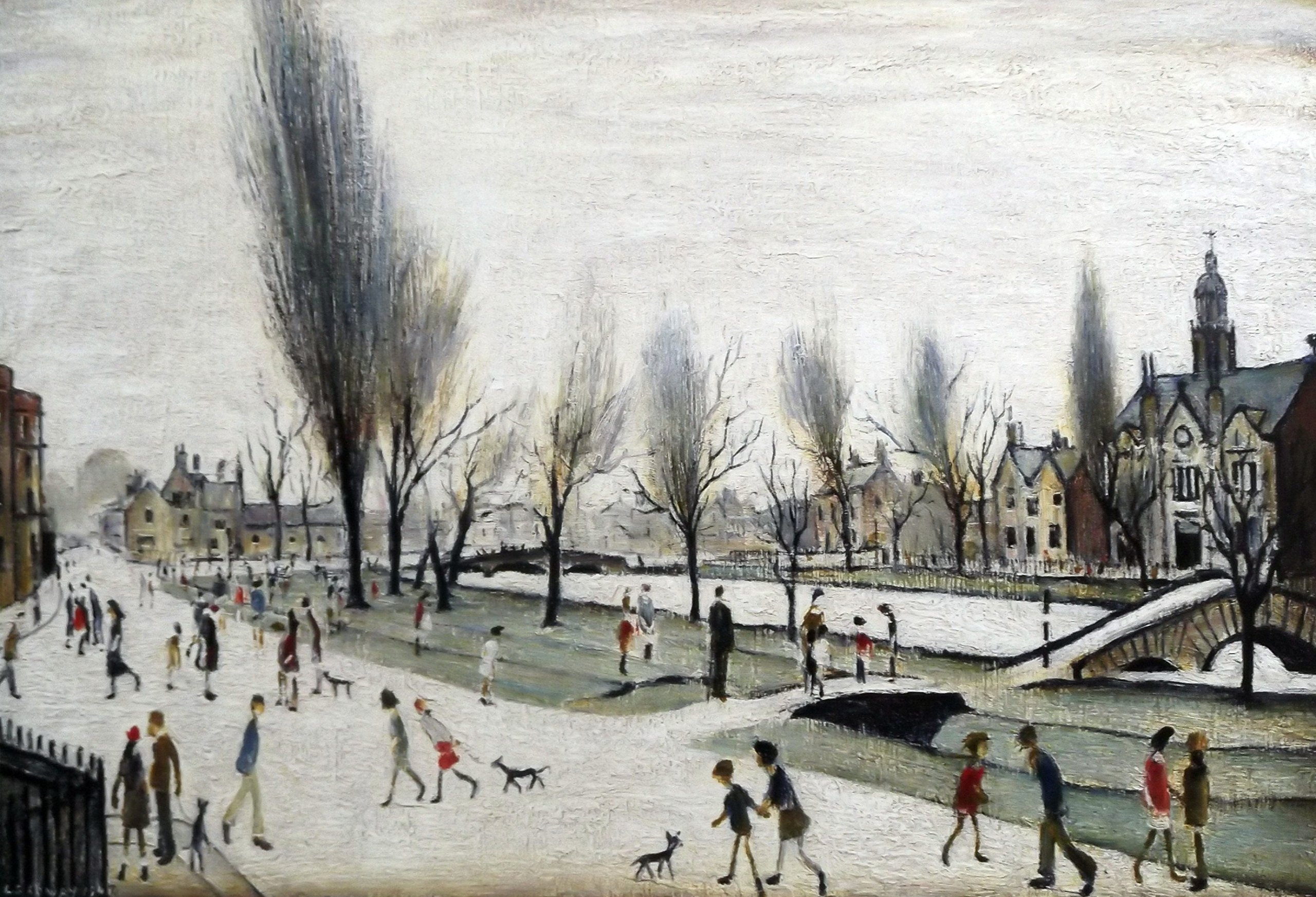 Stateoftheart-Uk Image Plus Small Border Authentic Uk Handcrafted L S Lowry Print - Bourton On The Water - 16 X 12Inch