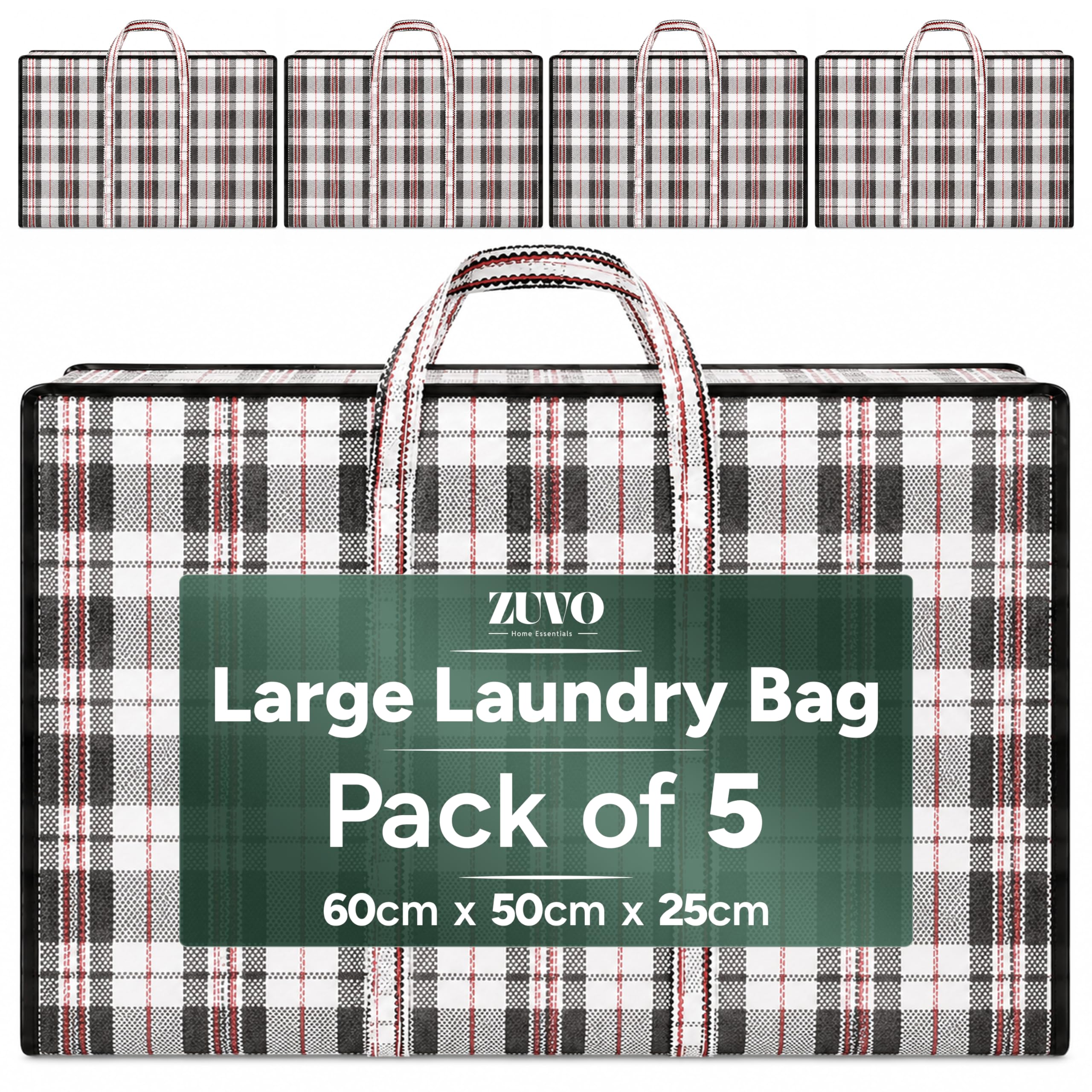 Zuvo Large Laundry Bags With Zips Pack Of 5 Strong Reusable Storage Bags For Moving Shopping Laundry from B&Q
