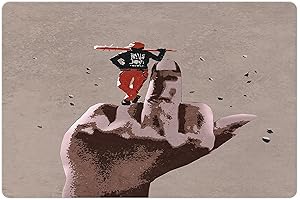 Lunarable Fantasy Pet Mat: Middle Finger Hand Sign and Baseball Bat Danger Mat