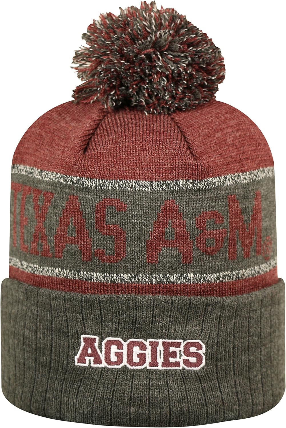 Top of the World Texas A&M Aggies Below Zero Cuffed Pom Knit Beanie Hat/Cap