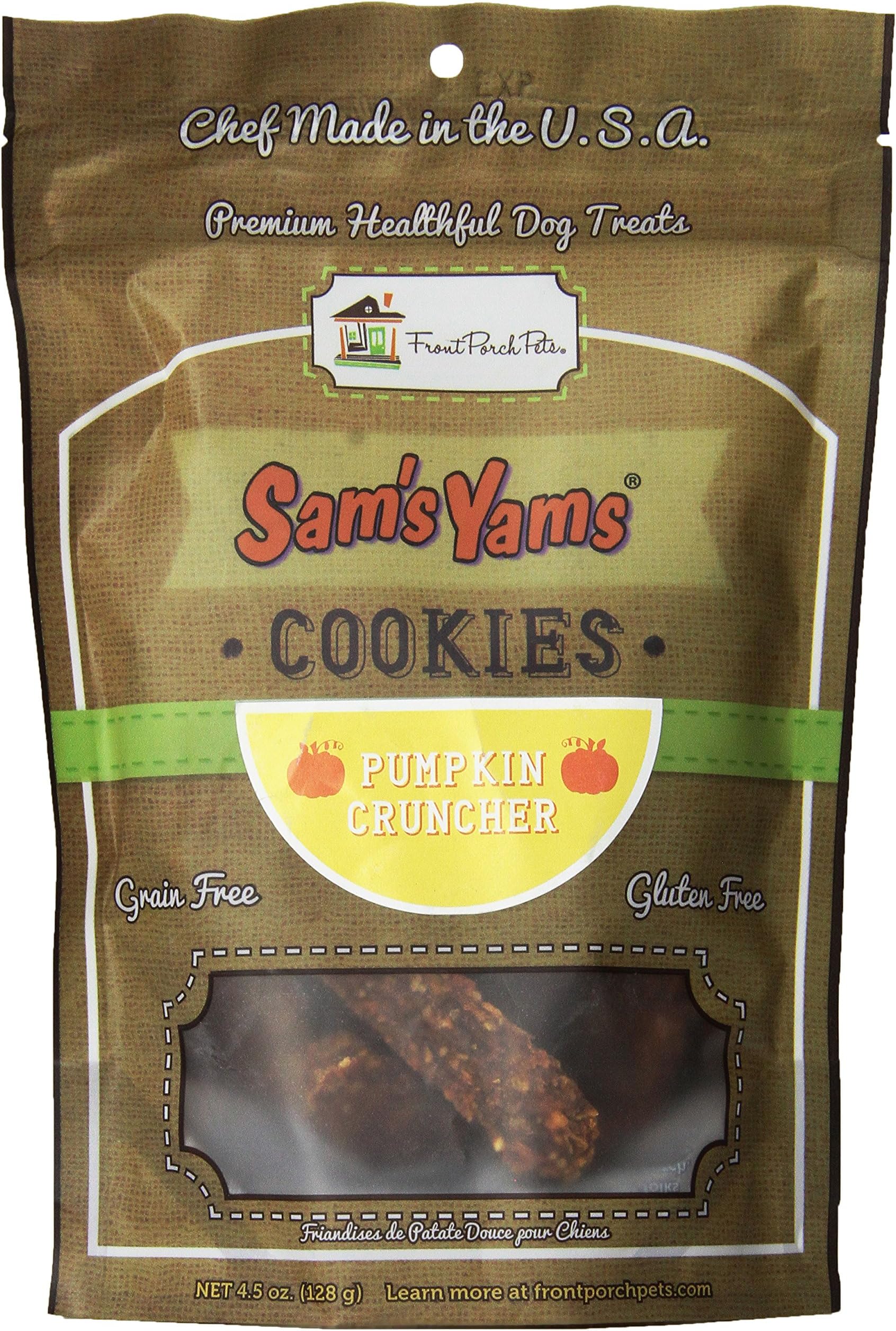 Sam'S Yams Cookies Sweet Potato Dog Treats, Pumpkin Cruncher, 4.5 Ounces