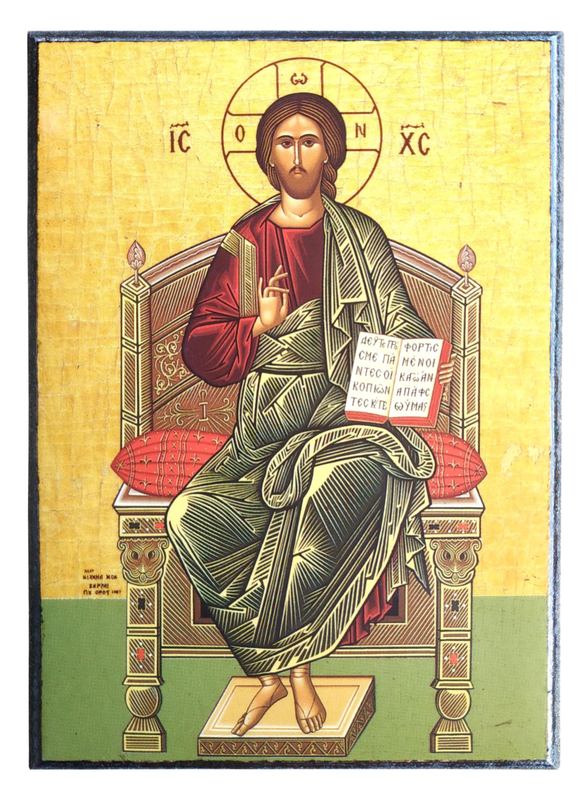 CHRIST BLESSING, ENTHRONED - Greek Byzantine Orthodox Icon