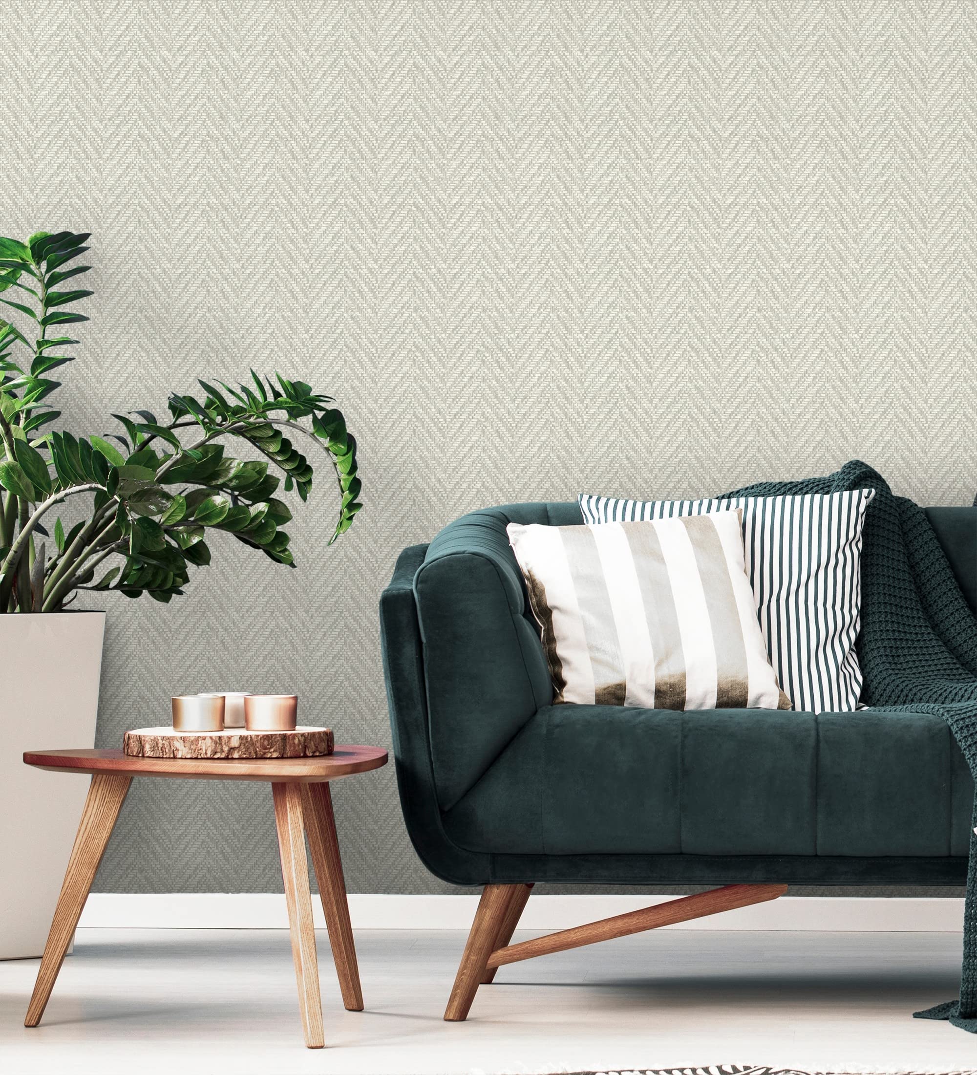 GAULAN 679665 - Papel pintado vinílico ecológico de espiga textura fibra vegetal en relieve para pared salón cocina baño mueble comedor - Rollo de 10 m x 0,53 m