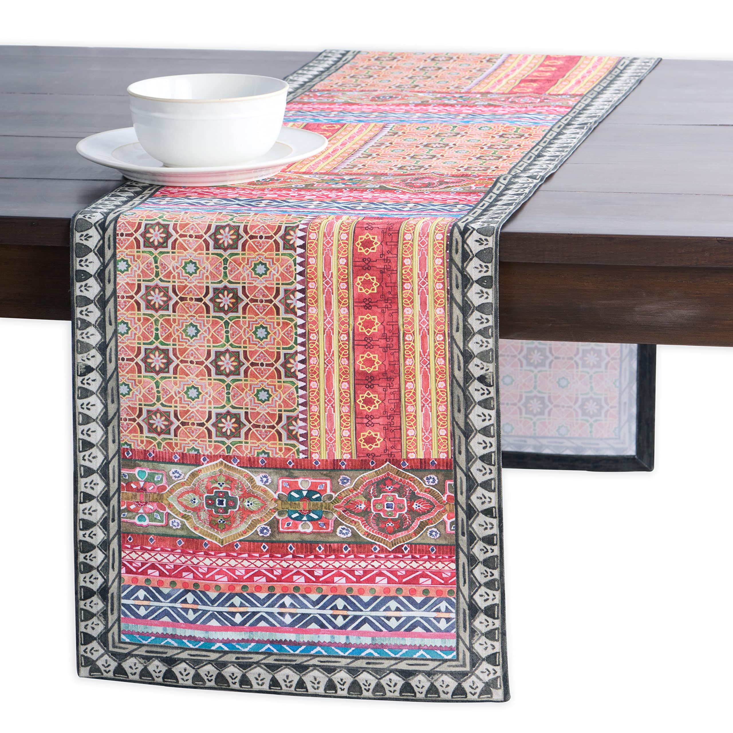 Maison d' HermineIspahan 100% Cotton Table Runner for Party | Dinner | Holidays | Kitchen | Thanksgiving/Christmas [Single Layer (37 cm x 180 cm)]