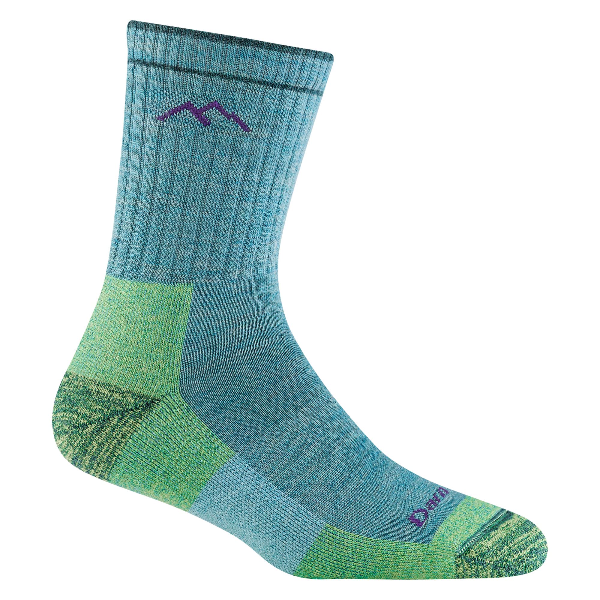 Darn Tough Vermont Women's Factory Darn Tough, Hiker (Style #1903), Merino Wool, Micro Crew, Midweight, ’S Cushioned Hiking Socks - Aqua Heather Medium