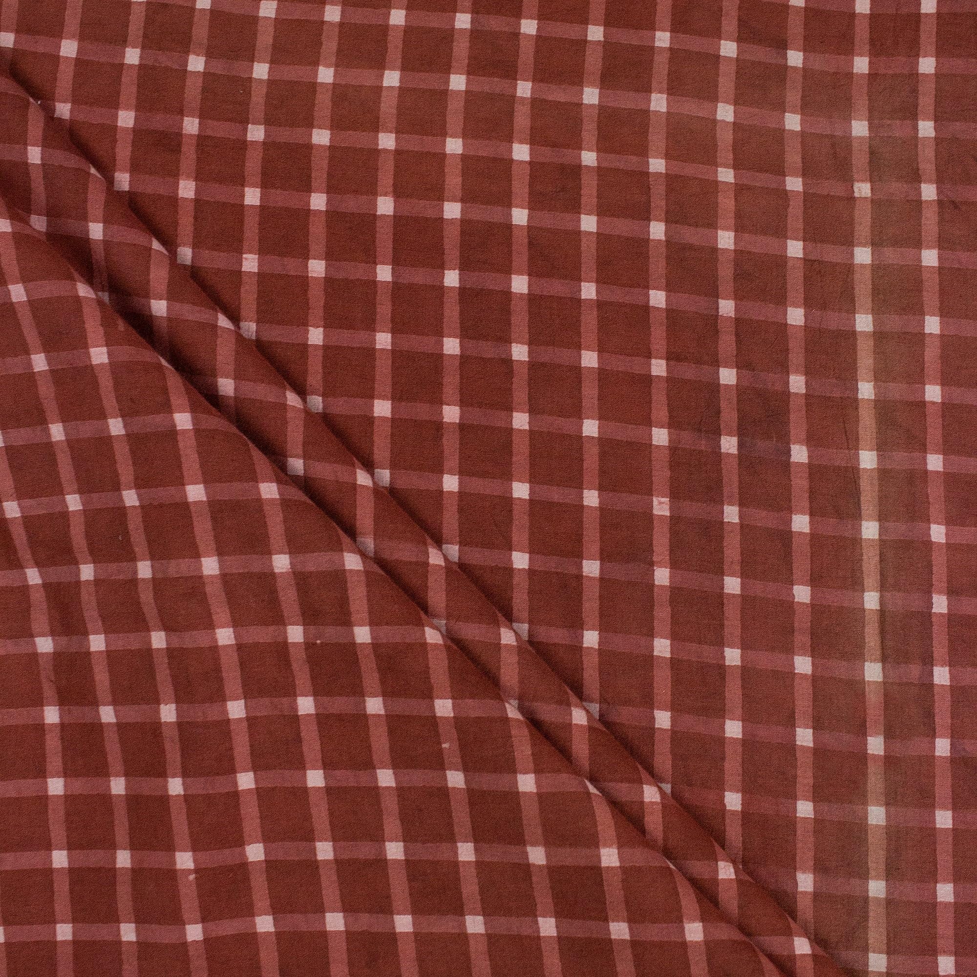Pure Cotton Red Running Fabric Material | Checkered Dabu Print Fabric Cloth | 1 Meter Cloth Piece 44 Inch Wide | Scarfs, Bandana, Napkins and Crafts Making-image-43