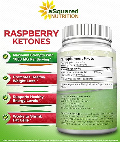 Miniatura 6 de aSquared Nutrition Cetonas naturales de frambuesa 1000mg-180 cápsulas de suplemento de pérdida de peso, máxima fuerza más píldoras de dieta supresor