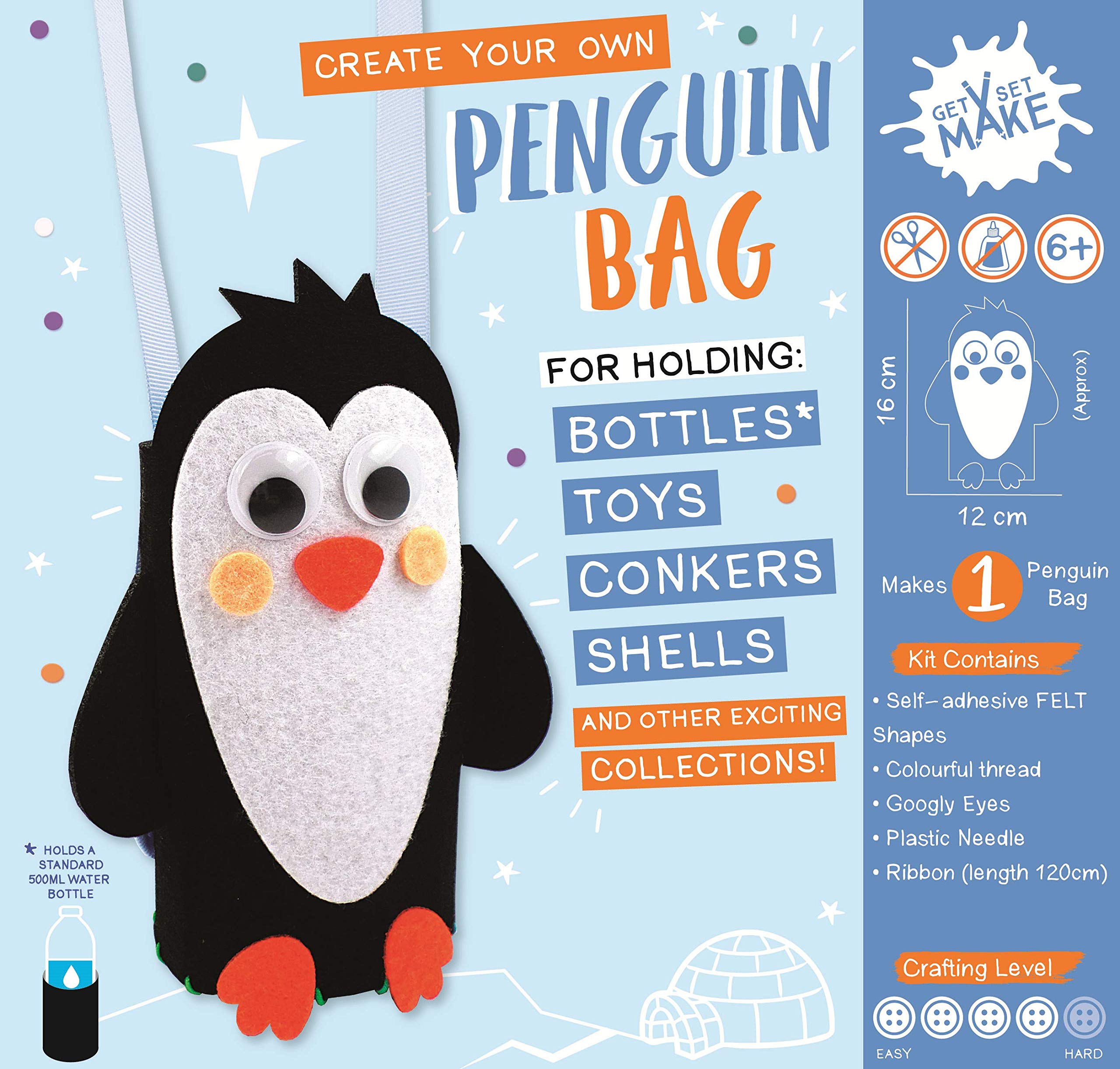 Get Set Make Create Your Own Penguin Bag/Bottle Holder Kids Craft Kit for Kids GSET019
