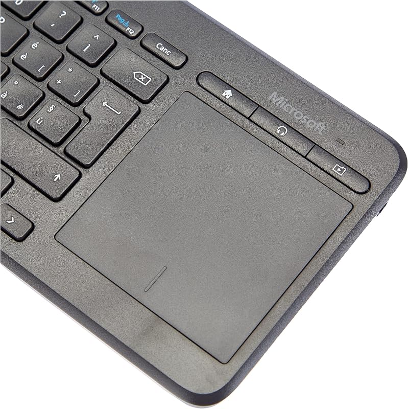 Microsoft All-in-One Media Keyboard - Vezeték nélküli multimédiás billentyűzet beépített touchpaddel, QWERTY kiosztás, fekete