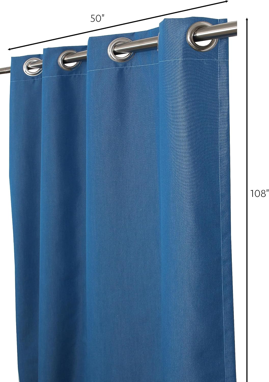 Outdoor/Indoor Sunbrella Curtain 108 inch x 50 inch Water Resistant/Weather Resistant with 8 Stainless Steel Grommets Solid Canvas Regatta