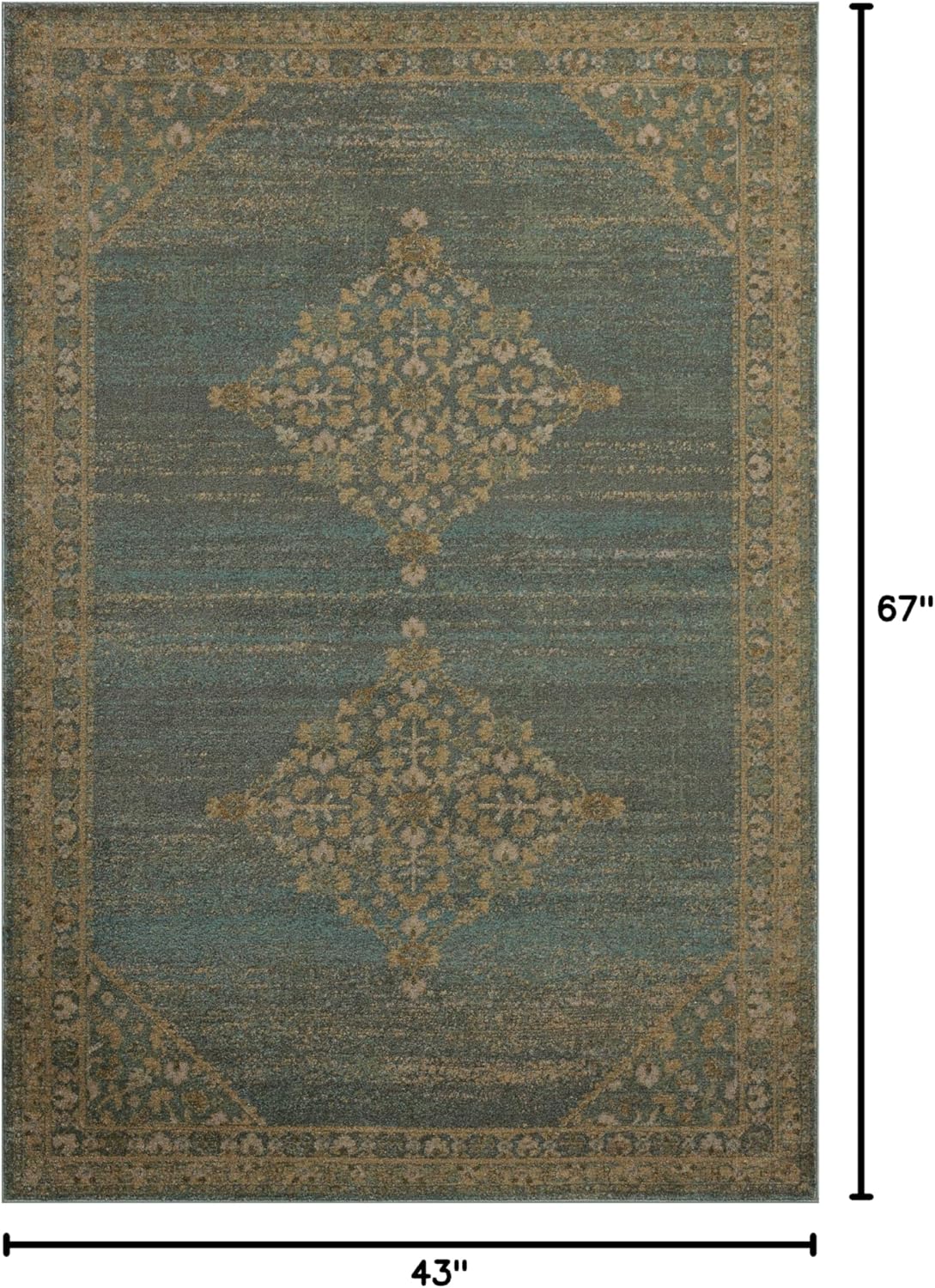 Loloi Magnolia Home by Joanna Gaines Mona Collection MOA-04 Aqua/Wheat 3'-7" x 5'-7" Accent Rug