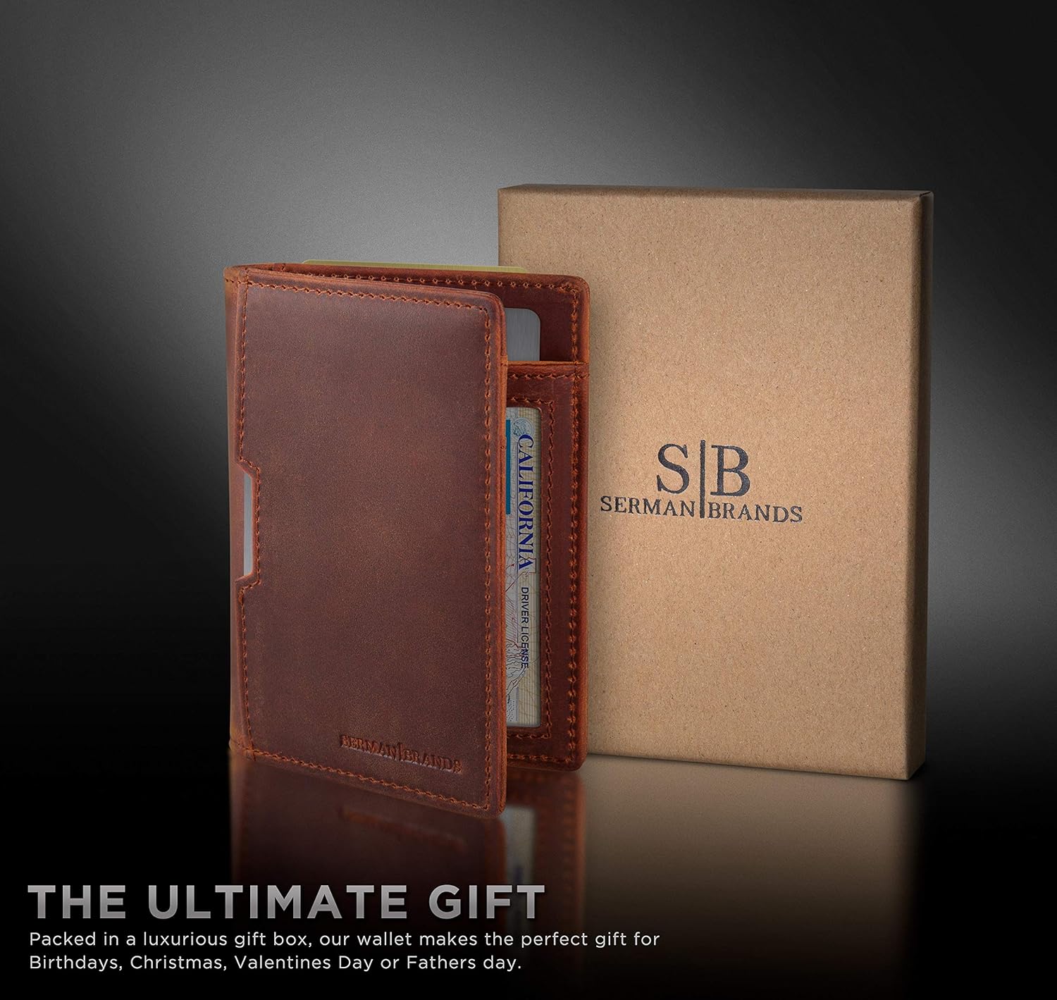 SERMAN BRANDS - Wallets for Men Slim Mens leather RFID Blocking Minimalist Card Front Pocket Bifold Travel Thin - Image 6