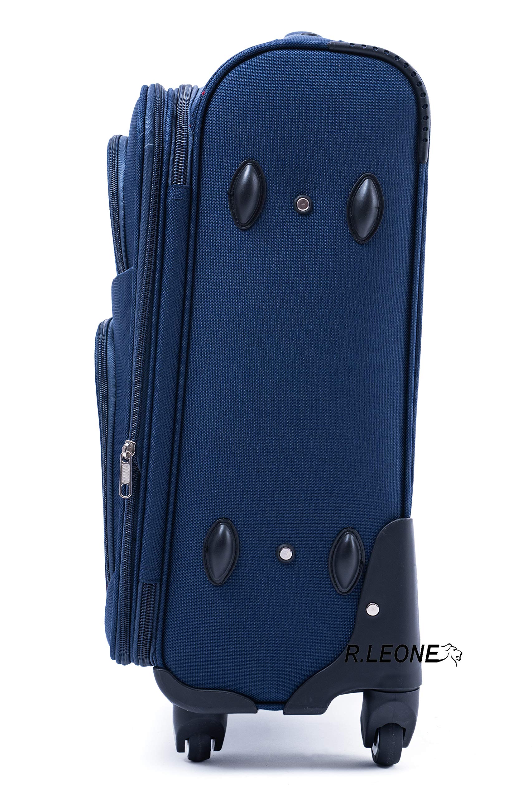 R.Leone Valigia da 1 pezzo Fino a Set 3 Trolley Espandibile grande, medio e bagaglio a mano 4 ruote in stoffa 214 (Blu, Set 3 S M L)
