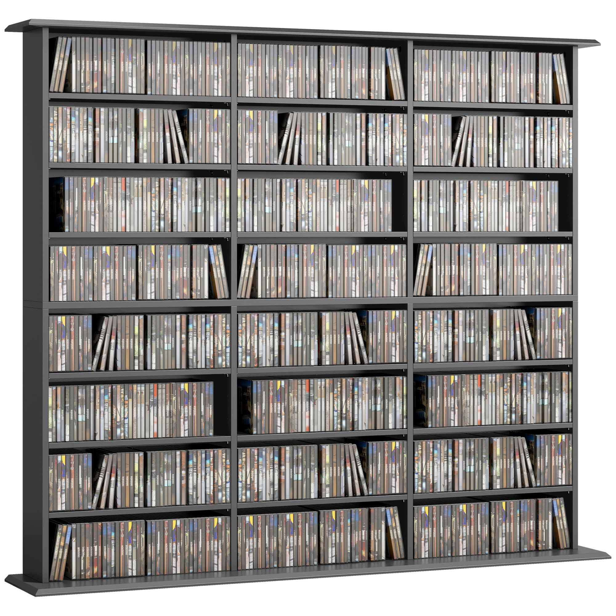 Homcom Black Dvd Storage Unit, Media Storage Shelf With 24 Compartments,
