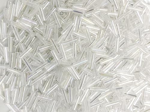 Cuentas de corneta checa de 40 gr  1.4 oz Tamaño del tubo de vidrio #3 0.276 in (cristal iridiscente)