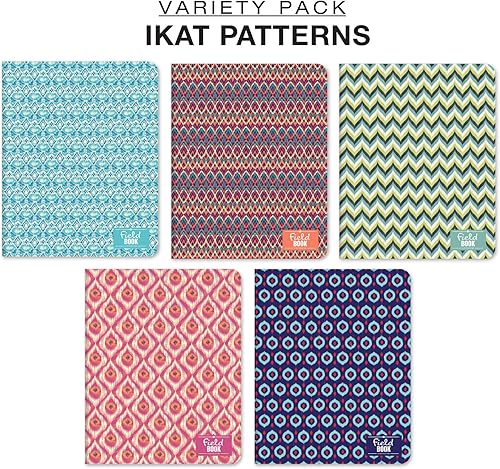 Miniatura 5 de Elan Publishing Company Cuaderno de campo - 8 x 10 pulgadas - Fundas Ikat - Forrado - Paquete de 5