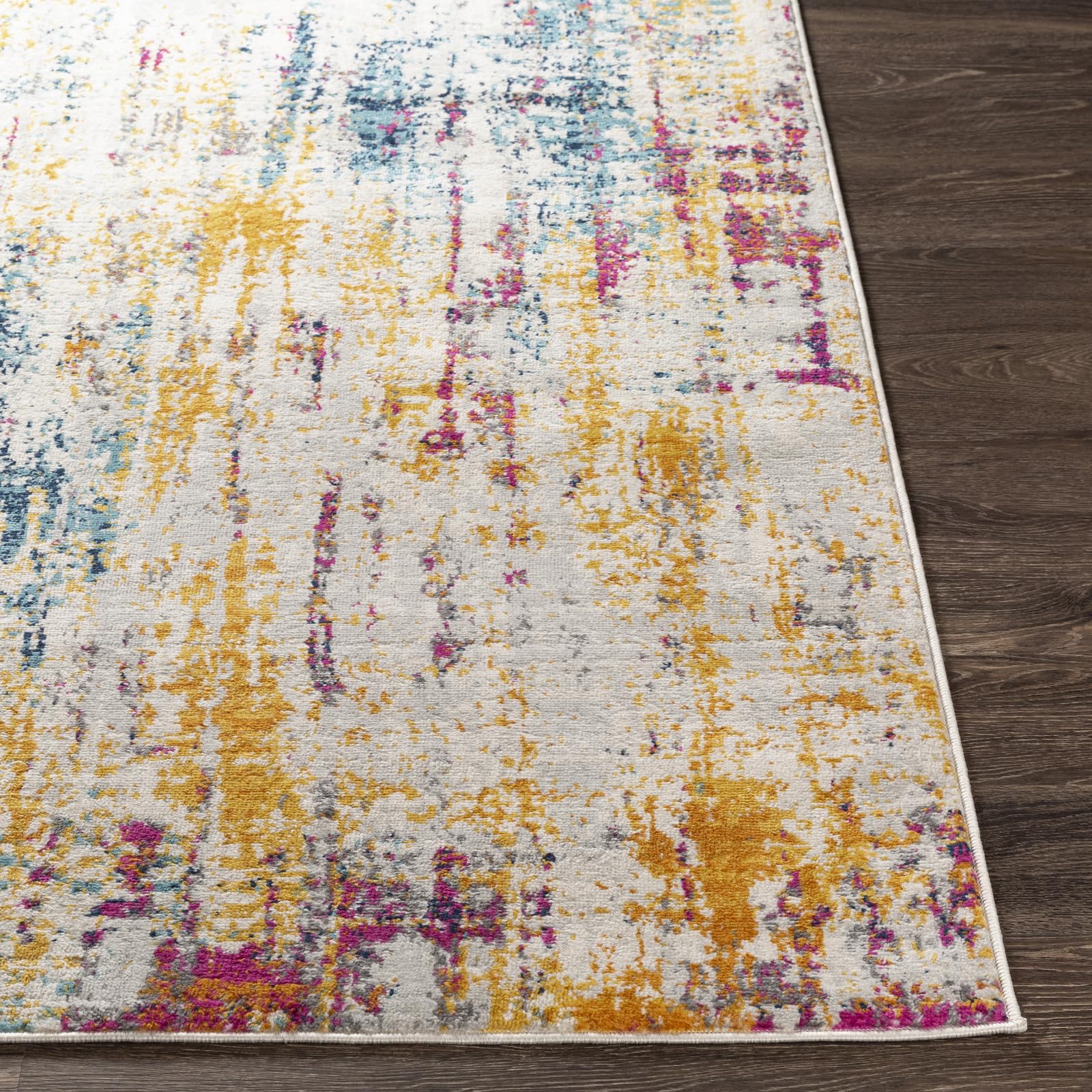 Livabliss Annaba Tappeto Astratto | Beige, Fucsia, Senape, Blu | 160x215cm | Soggiorno & Sala da Pranzo | Effetto Marmo Moderno Pelo Medio Morbido